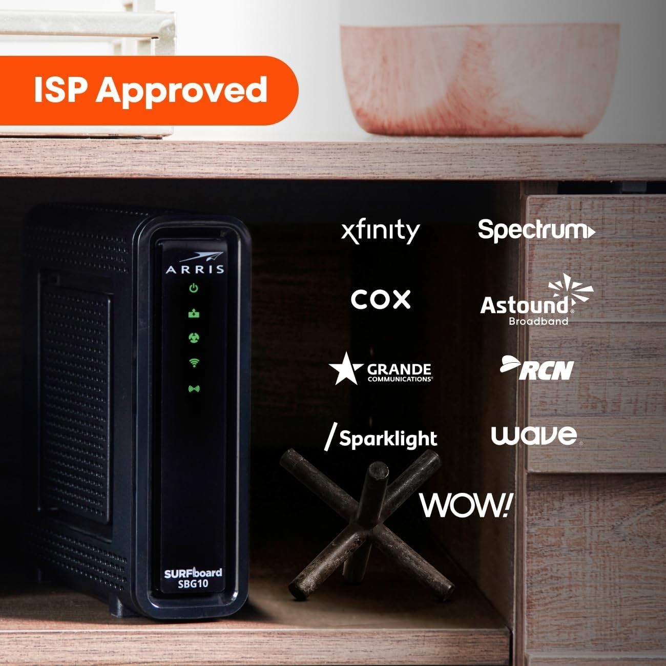 Arris SBG10 Cable Modem Router Combo Black DOCSIS 3.0 4 Ethernet Ports 400 Mbps