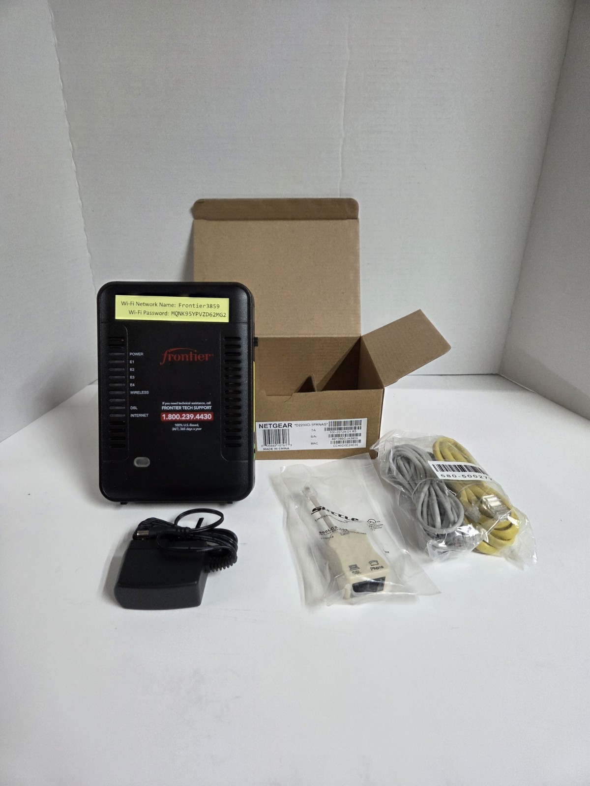 Frontier NetGear DSL Modem with WiFi ADSL2+ Router Model D2200D-1FRNAS