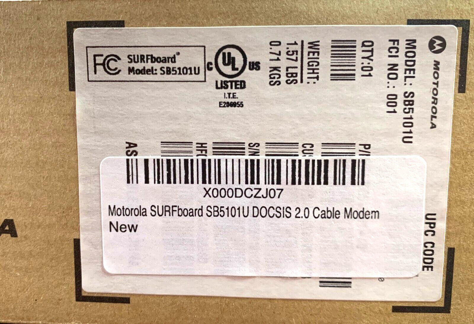 MOTOROLA SB5101U SURFboard * Cable Modem * W/ Acc. * In Original Box * REDUCED!