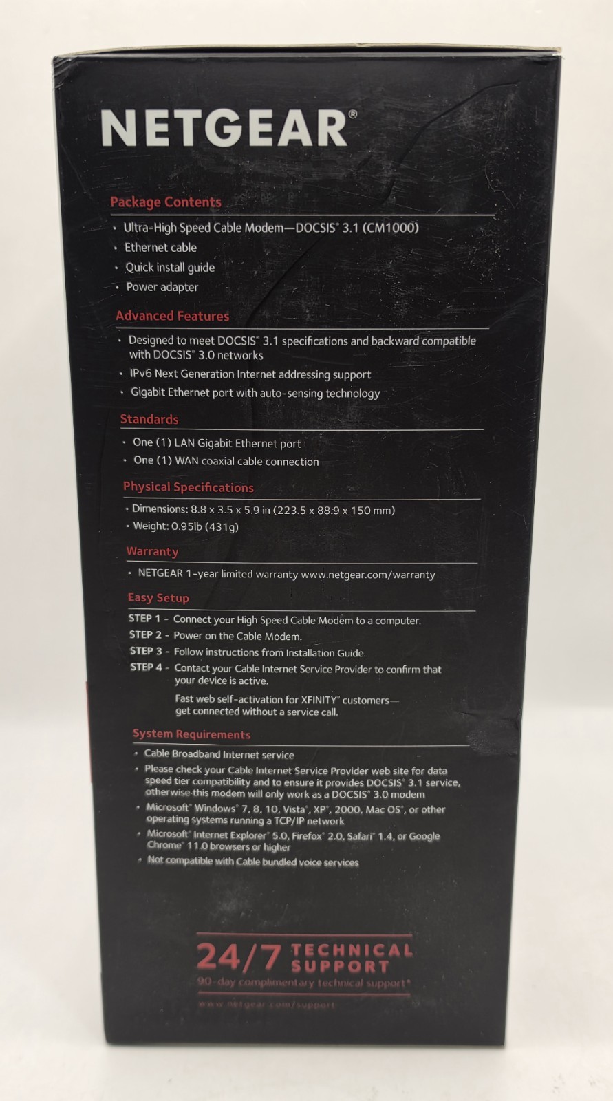 NETGEAR CM1000 Ultra-High Speed DOCSIS 3.1 Cable Modem Black TESTED