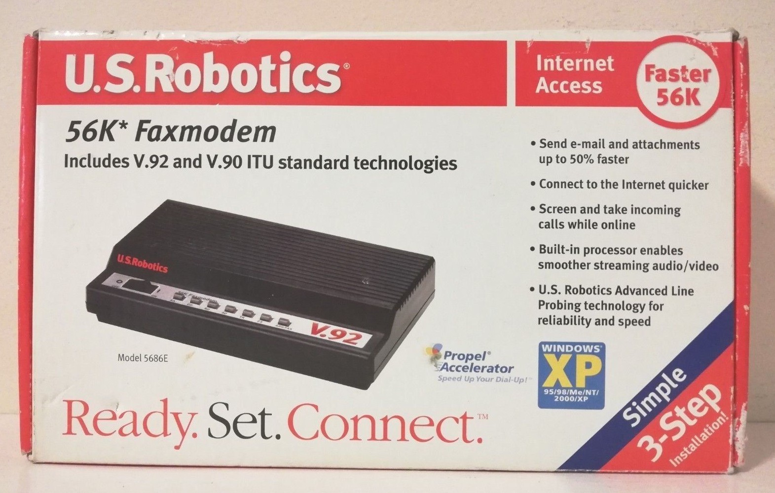 US Robotics USR5686E 56K External FaxModem w/ V.92 & V.90 Standard Technologies