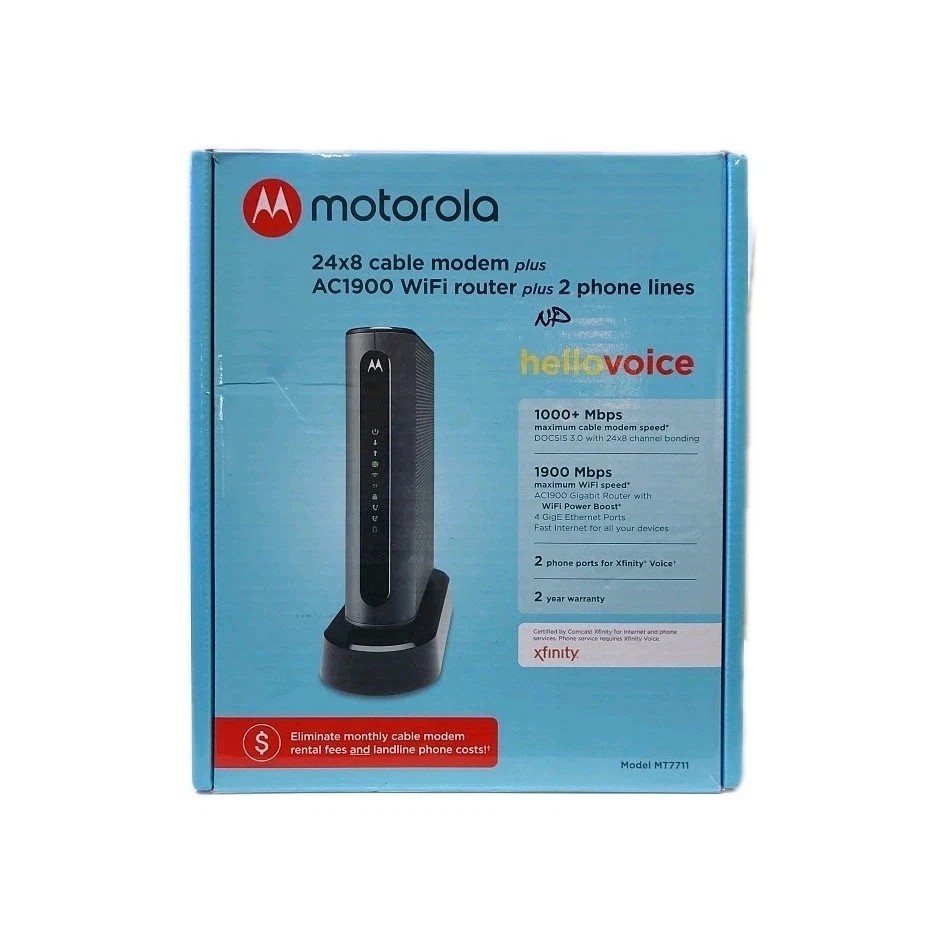 Motorola MT7711 24X8 Cable Modem and AC1900 Dual Band Wi-Fi Gigabit Router
