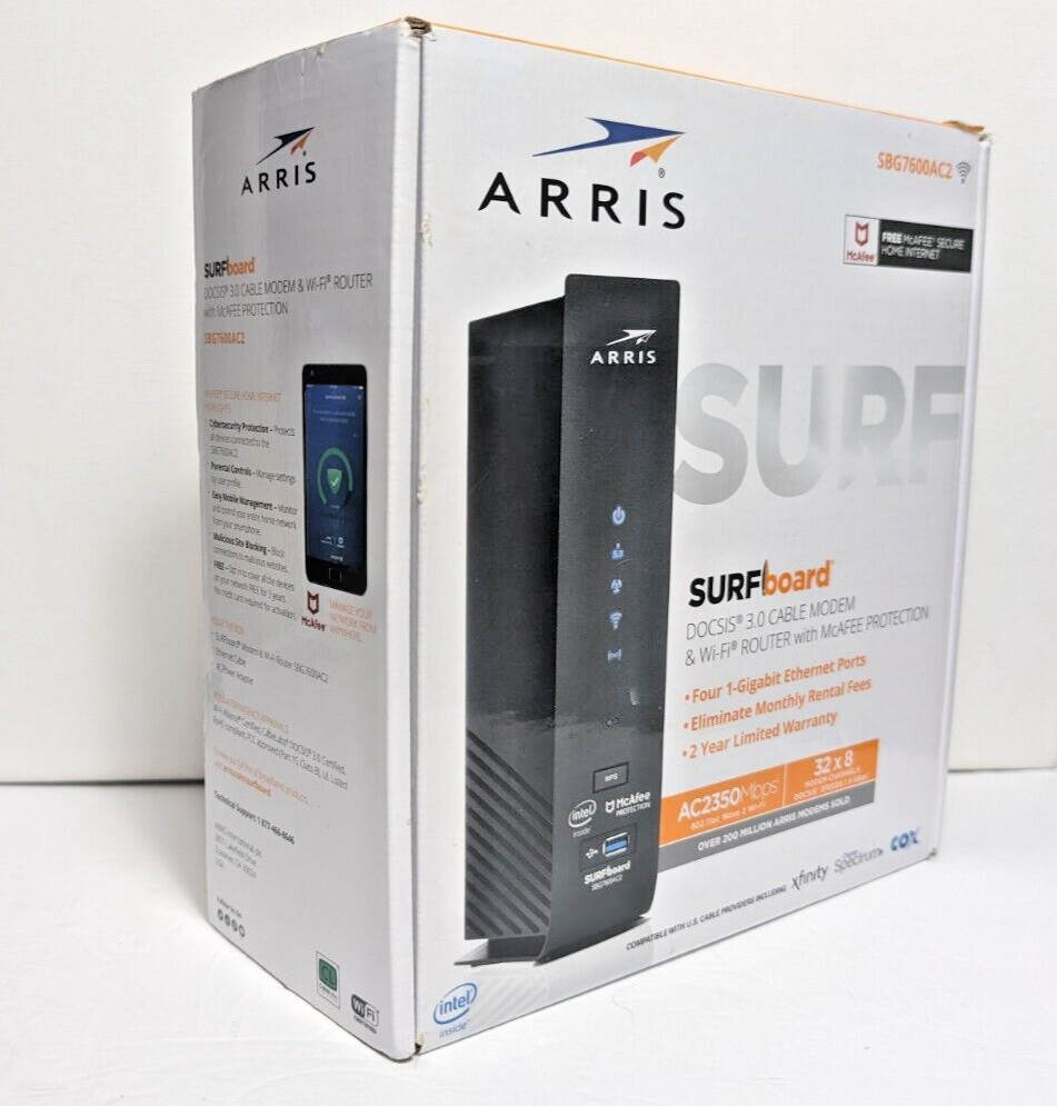 ARRIS SURFboard SBG7600AC2 DOCSIS 3.0 Cable Modem & AC2350 Dual-Band WiFi Router
