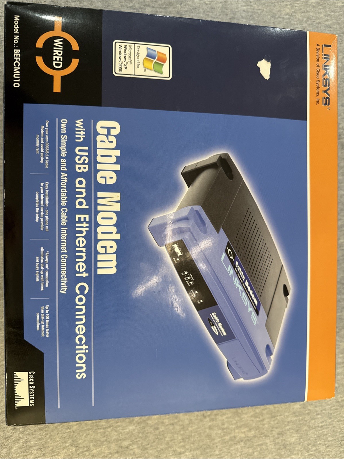Linksys BEFCMU10 Cable Modem USB Ethernet Connections New In The Box