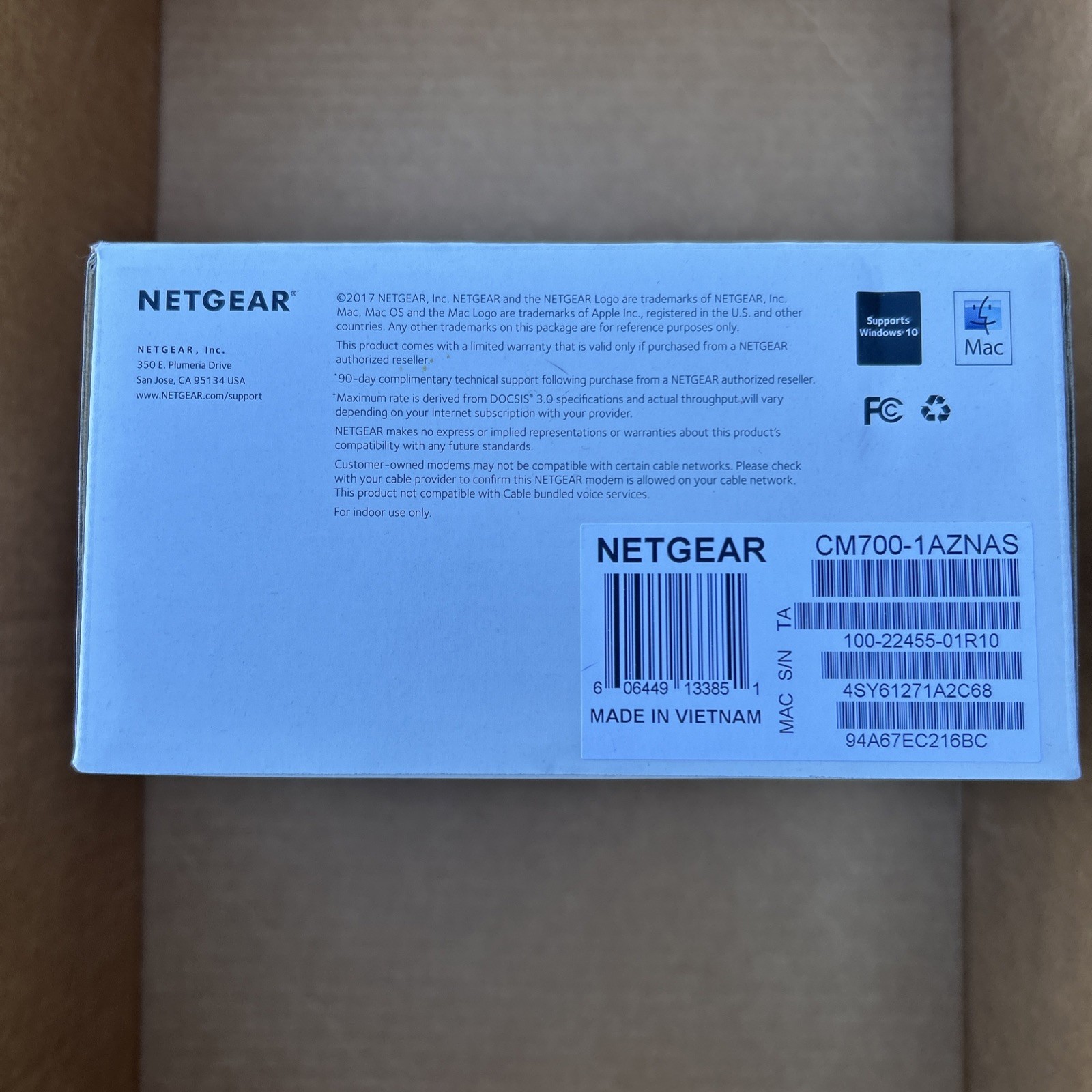 NIB NETGEAR CM700 High Speed Cable Modem