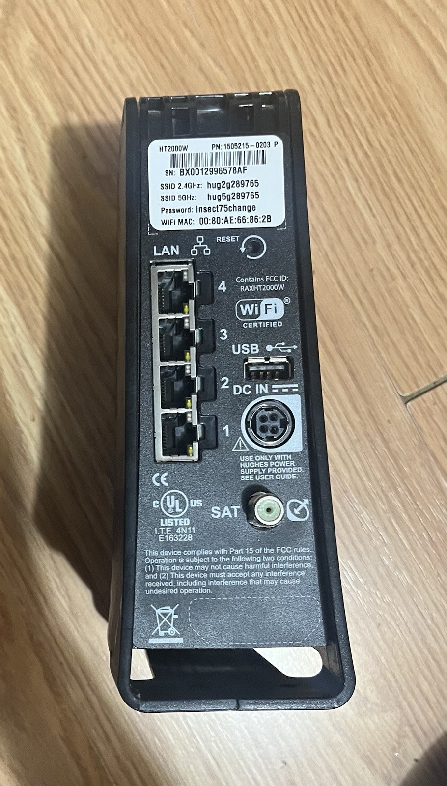HughesNet HT2000W Black Satellite Dual Band 2.4Ghz-5Ghz Internet Modem Router