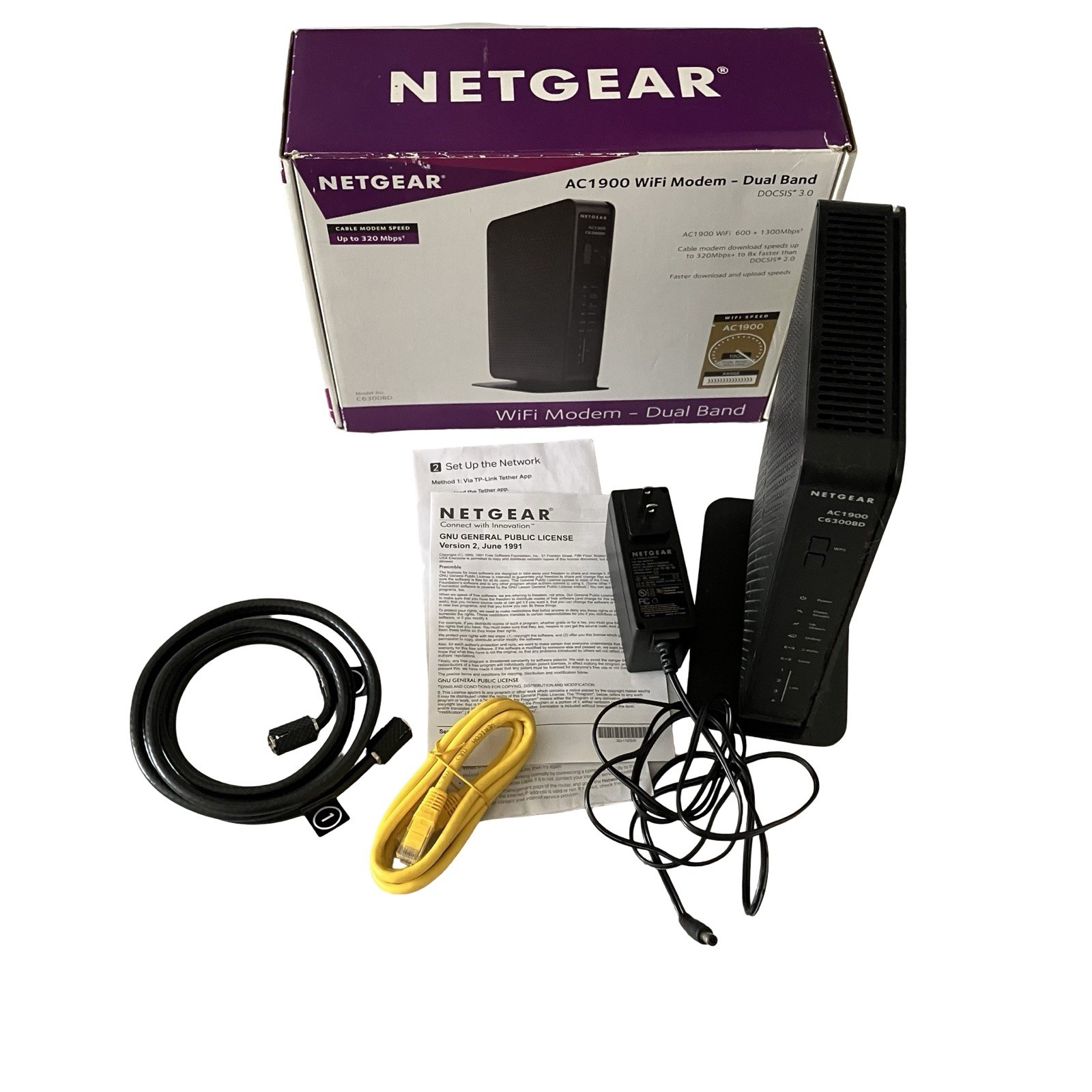 NETGEAR C6300BD AC1900 DOCSIS 3.0 Cable Modem WiFi Router Comcast Xfinity COX