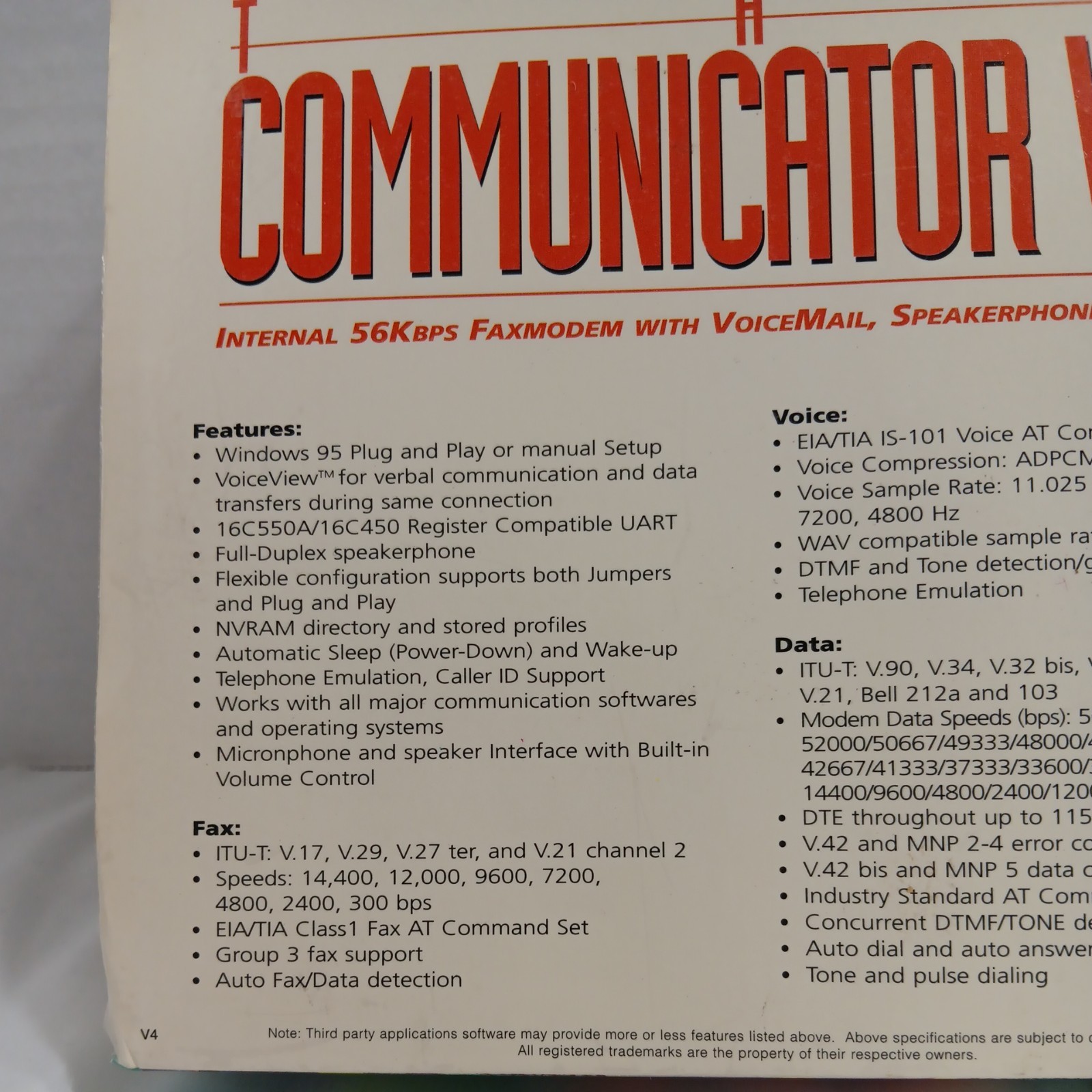 Used Jaton Communicator V.90 Fax Modem, voicemail, speaker phone, caller ID