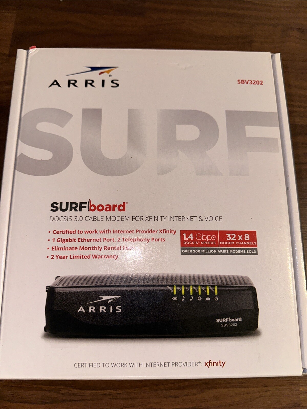ARRIS Surfboard SBV3202 Docsis 3.0 Voice Cable Modem – Black