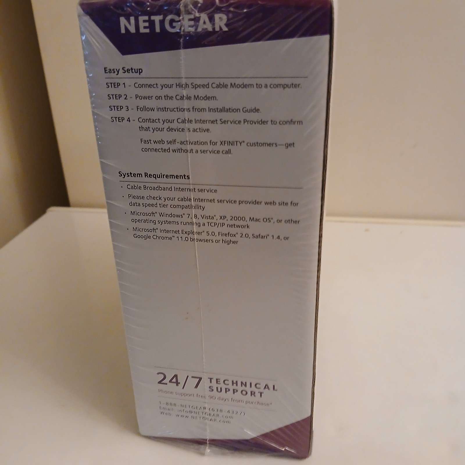 NIB NETGEAR CM500 Cable Modem (CM500100NAS) 680 Mbps with Power & Ethernet Cord