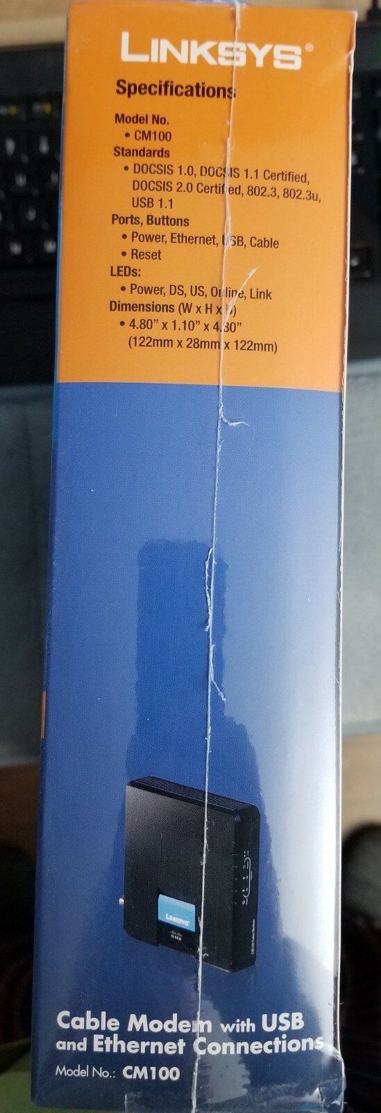 Cisco-Linksys Cable Modem with Ethernet USB Connection. CM100 Brand New