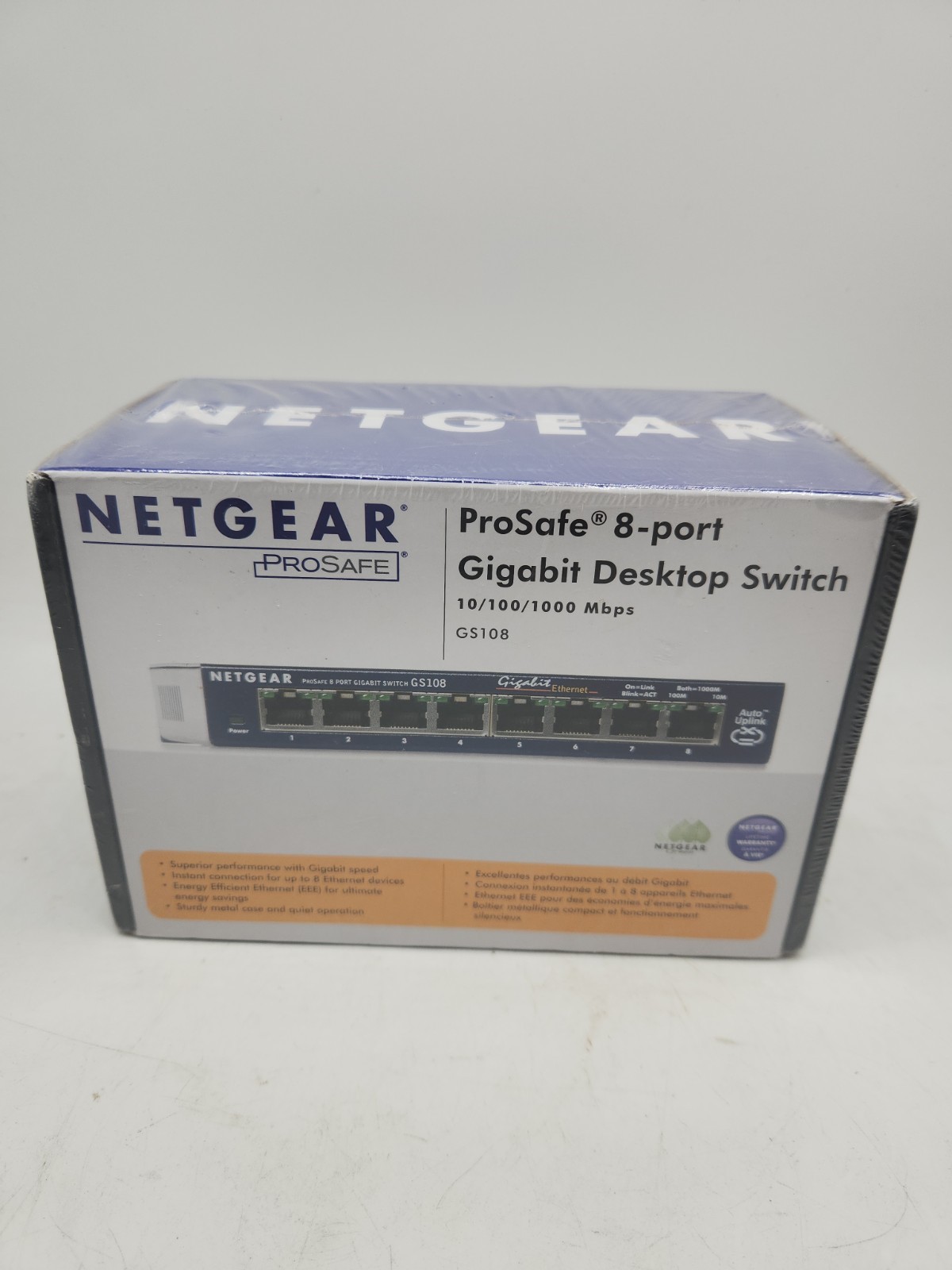 Netgear Prosafe 8 Port Gigabit Switch GS108 10/100/1000 Mbps New