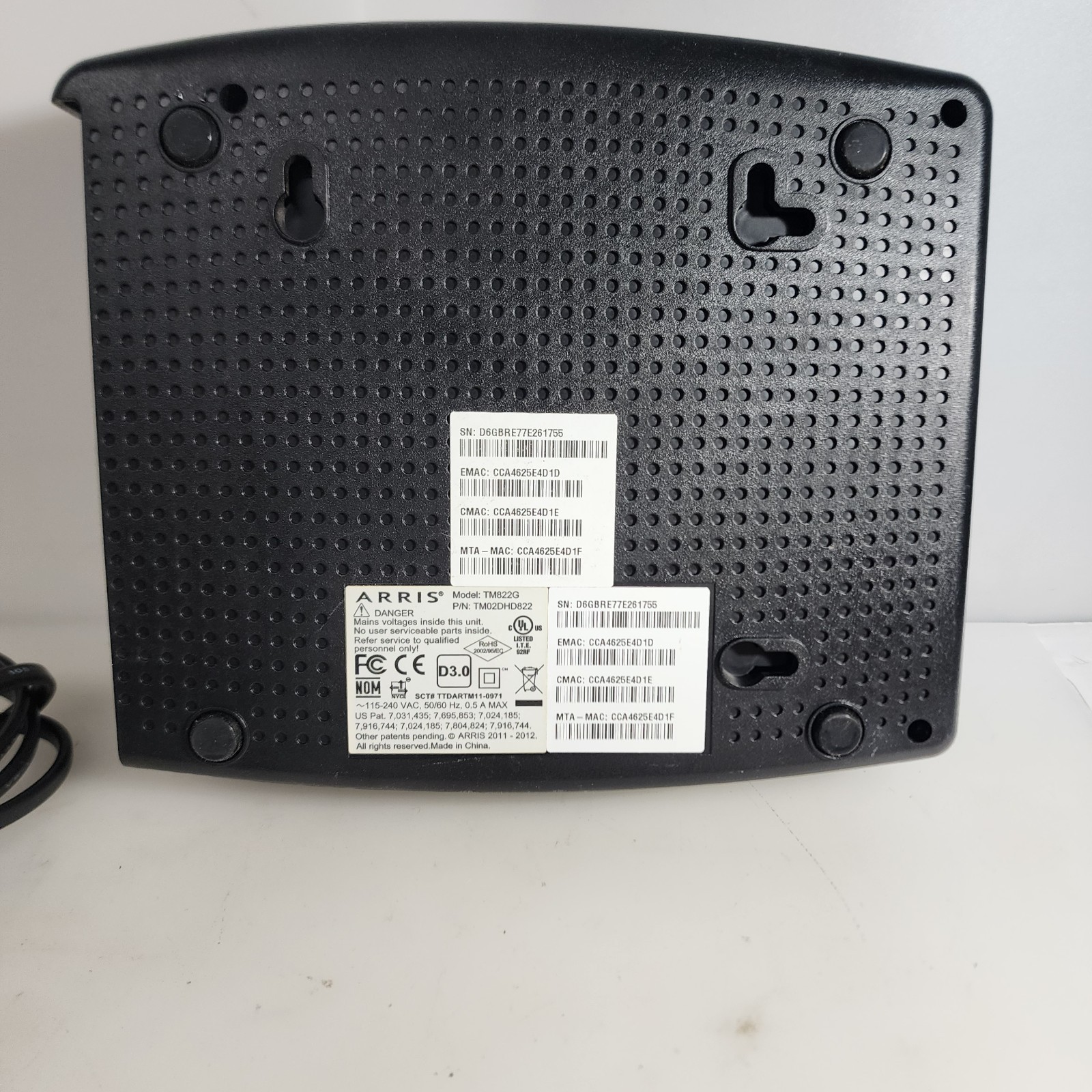 ARRIS TM822G TM02DHD822 Telephony Modem Works Great