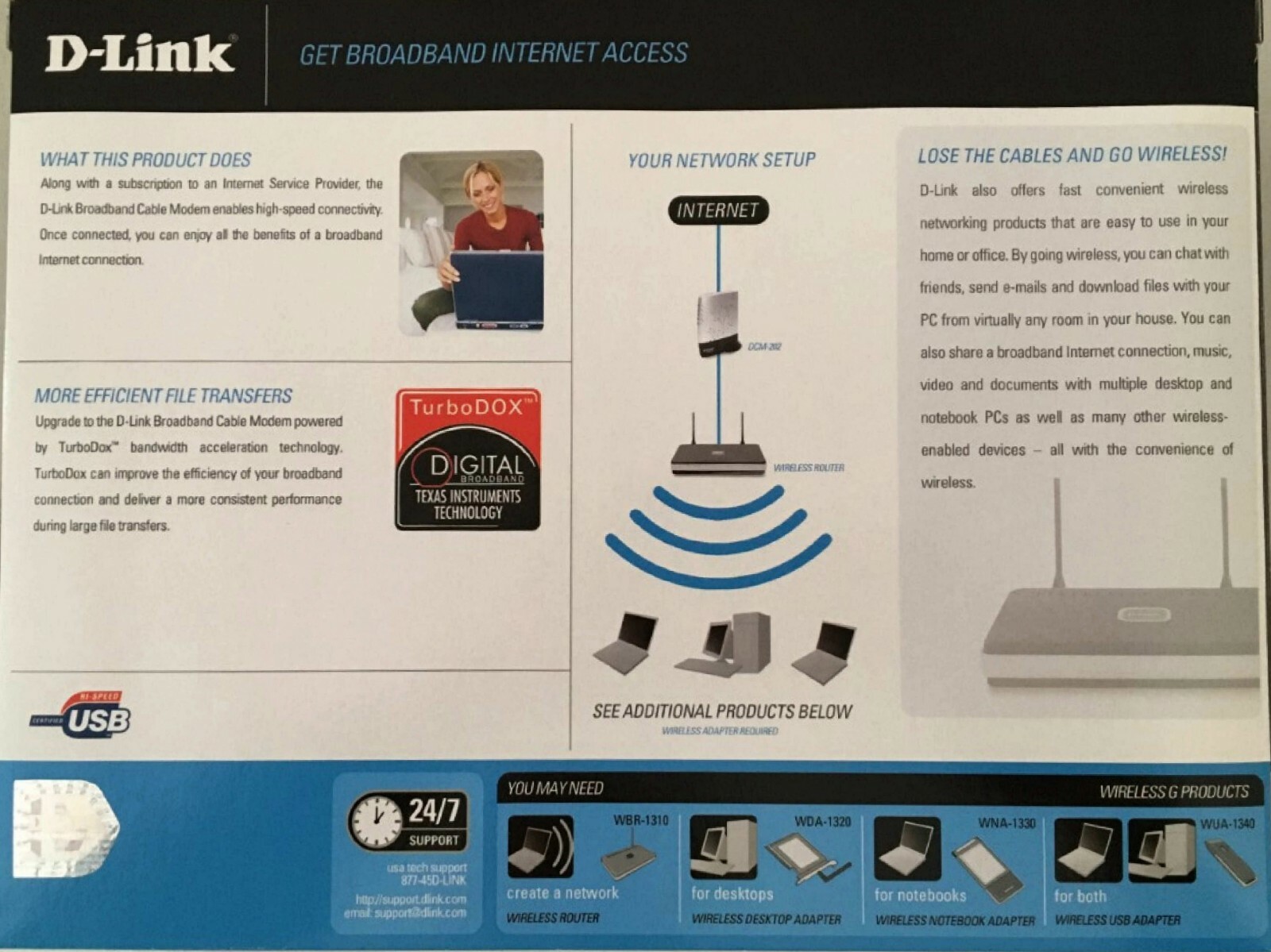 Cable Modem, D-Link DCM-202, Docsis 2.0, open box