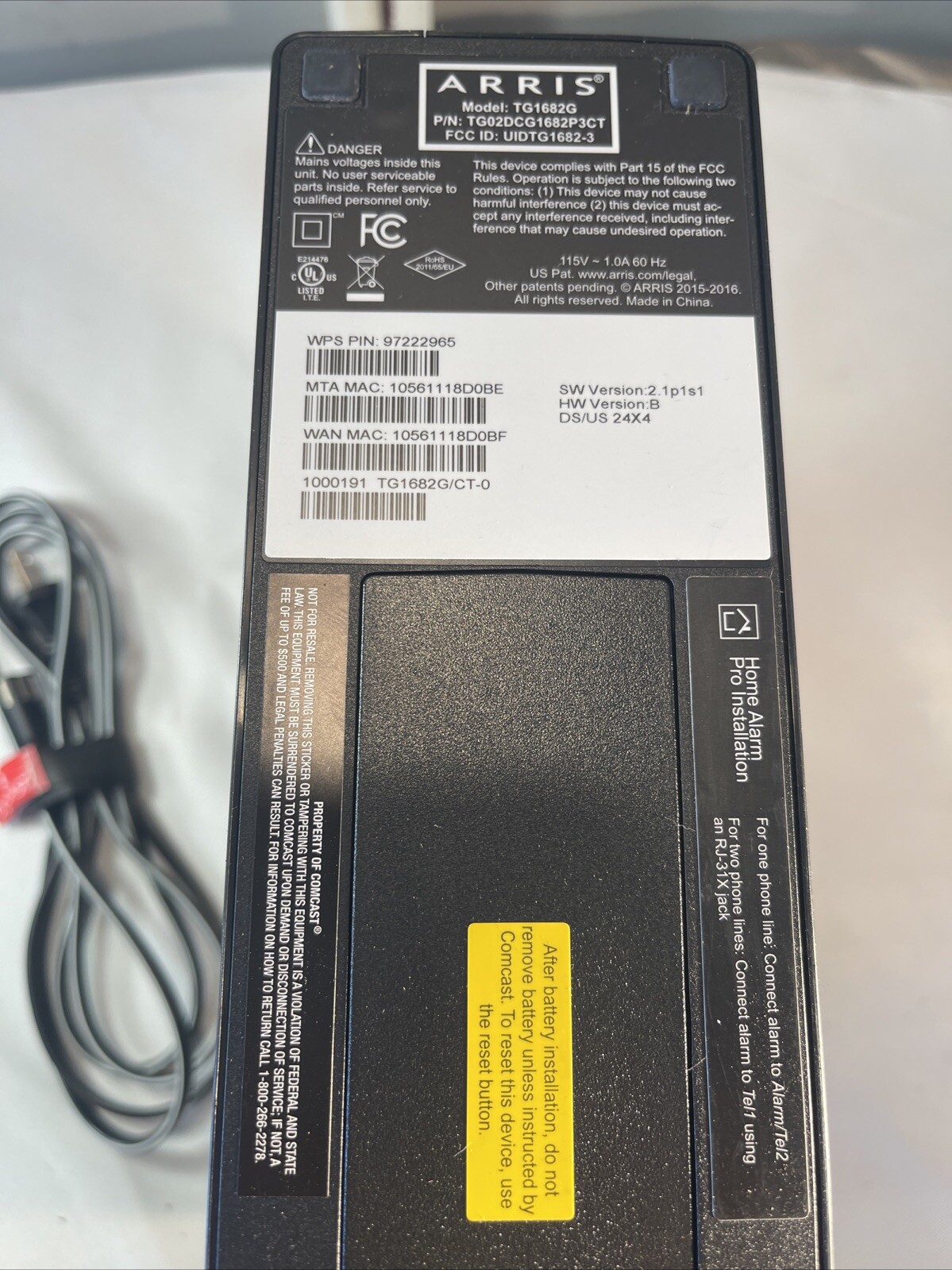 Xfinity Arris TG1682 Dual Band Wireless 802.11ac Cable Modem Router