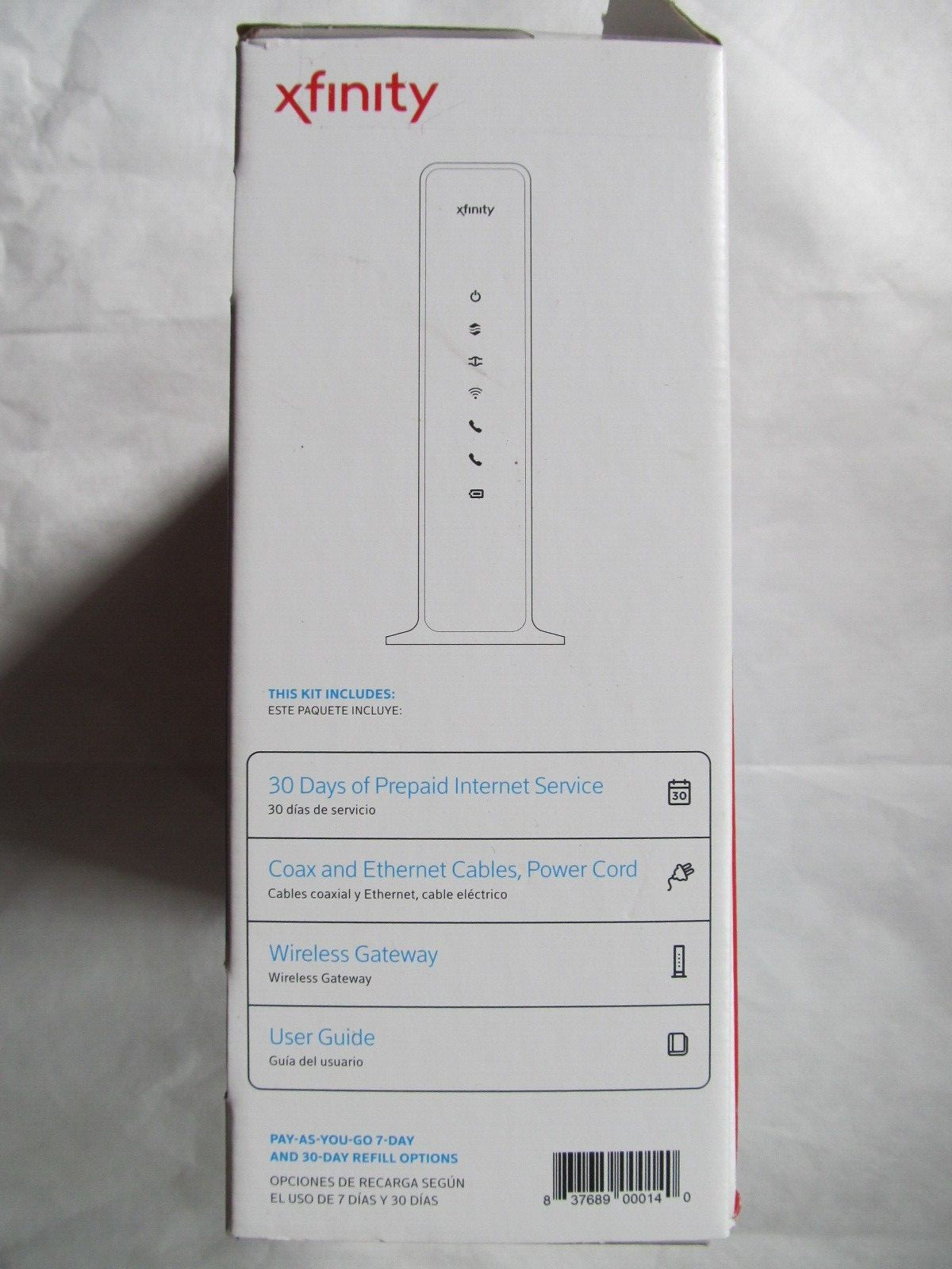 XFINITY Internet Prepaid Starter Kit Arris TG862G router