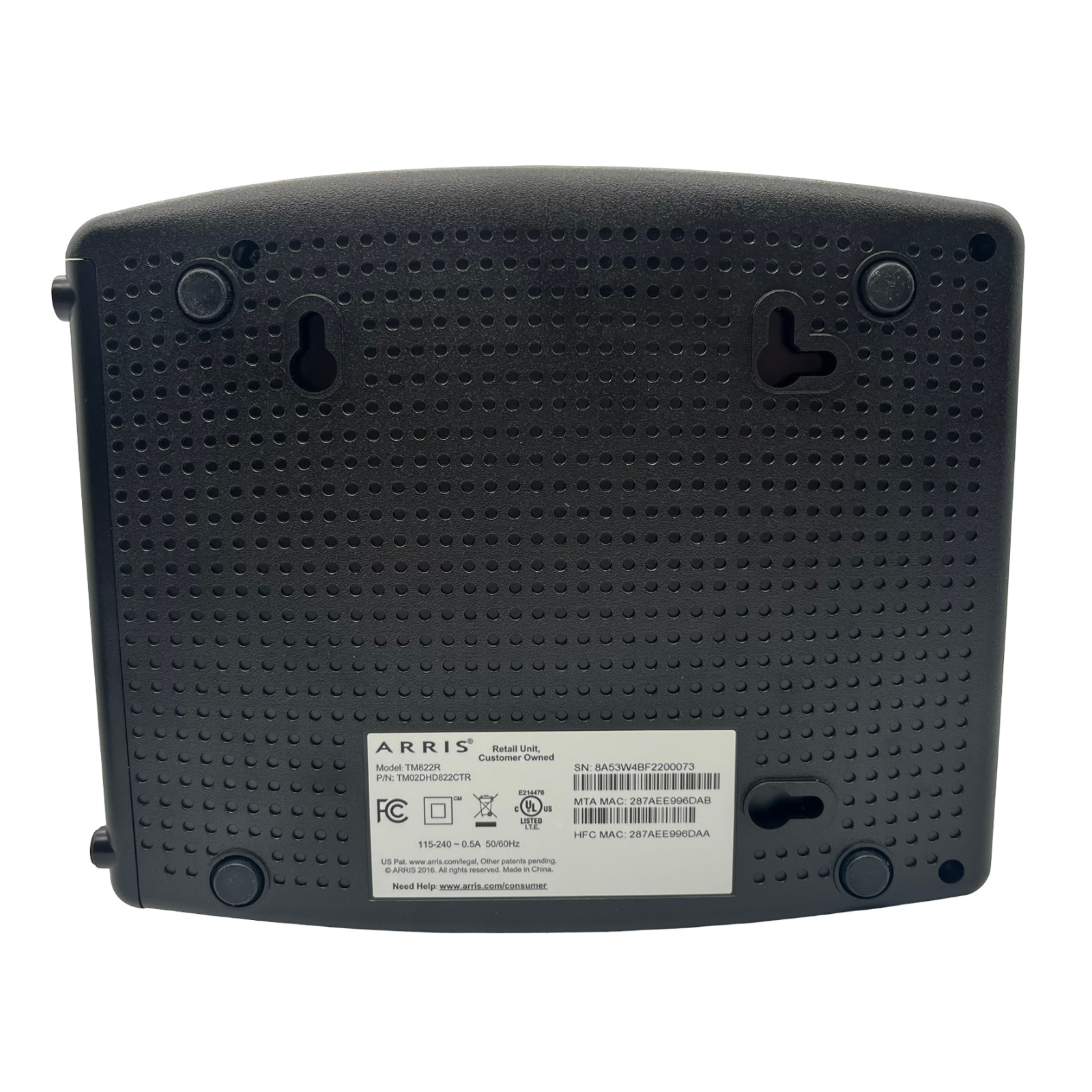 ARRIS SURFboard Voice Cable Modem TM822R Black 8 x 4 DOCSIS 3.0