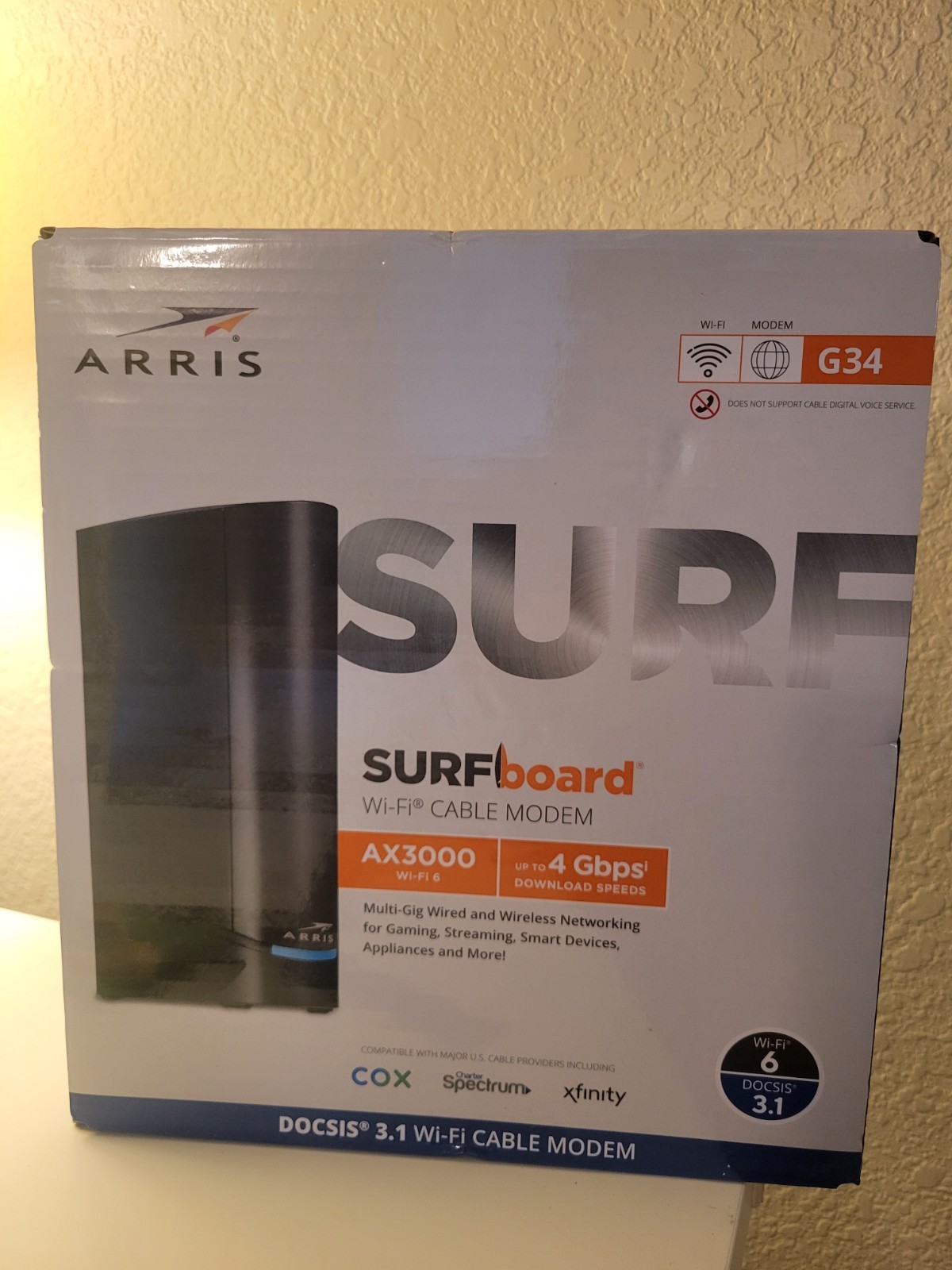 ARRIS Surfboard G34 DOCSIS 3.1 Wi-Fi 6 AX3000 Cable Modem Router Combo