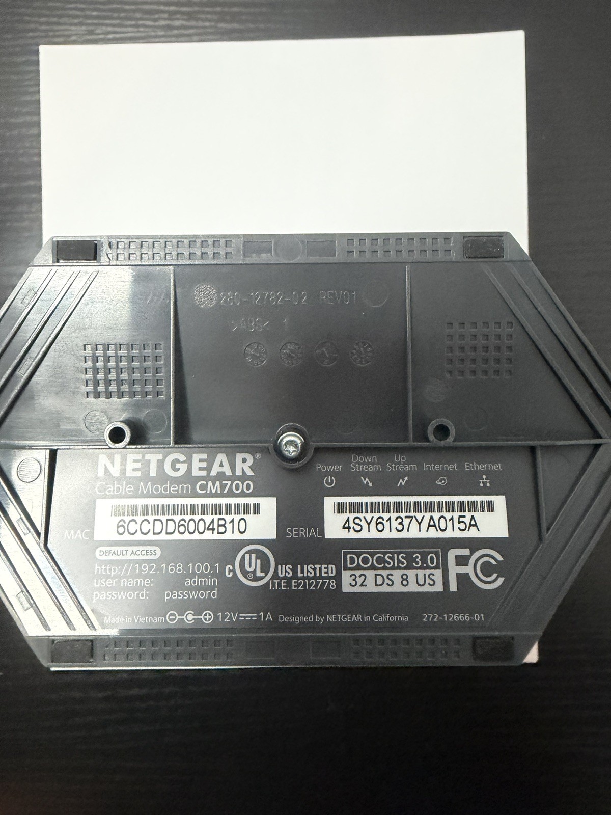 NETGEAR CM700 High Speed Cable Modem CM700-100NAS