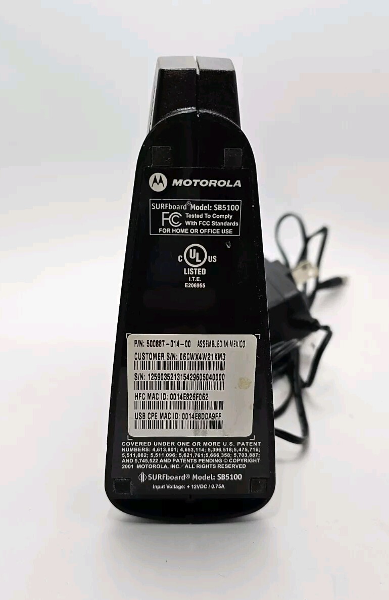 Motorola SB5100 SURFboard Cable Modem With AC Adapter- WORKS!