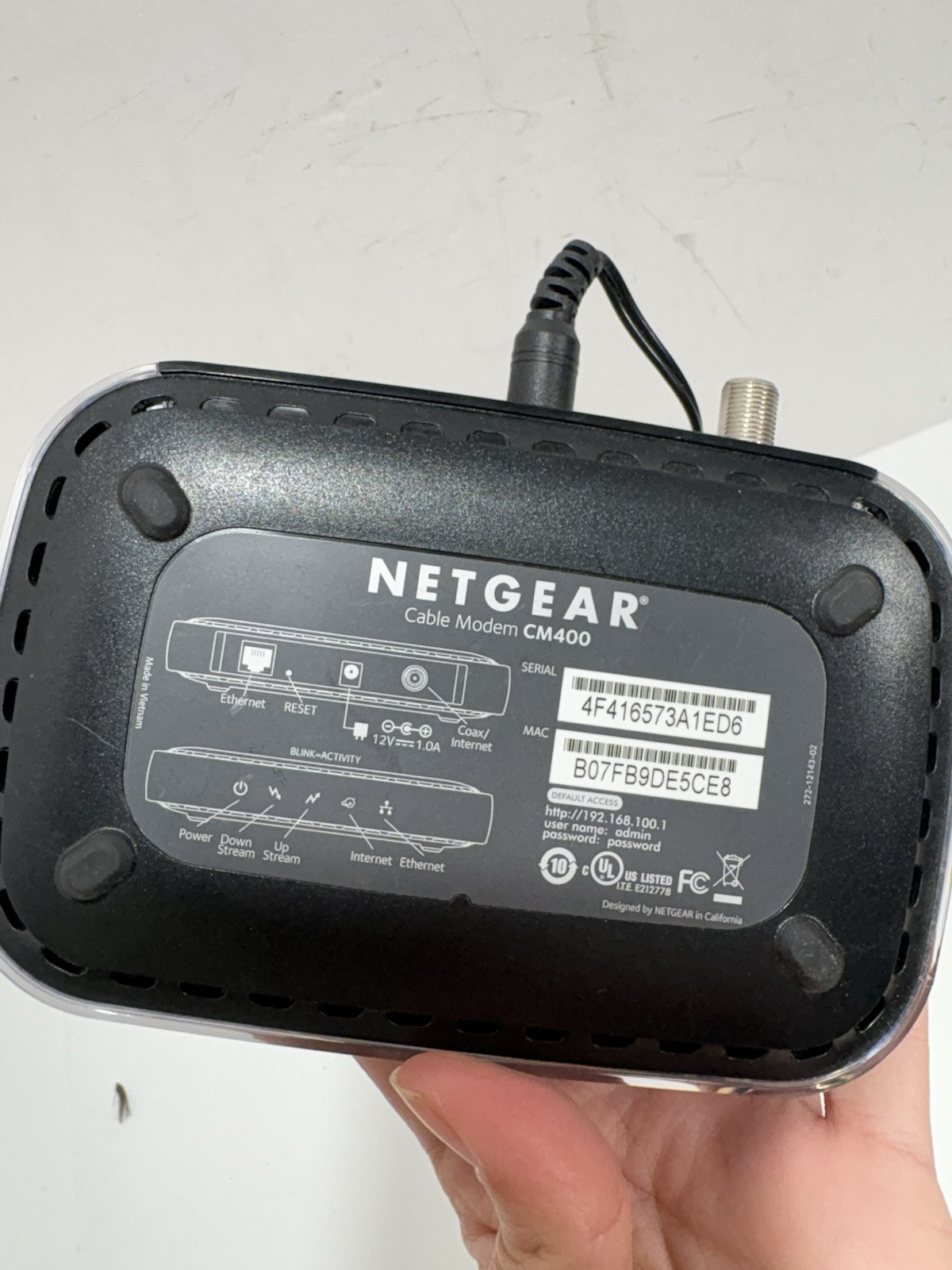 NETGEAR Cable Modem CM400 Compatible with Cable Providers