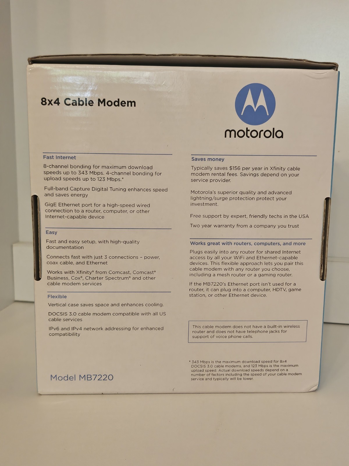 Motorola 8×4 Cable Modem 343 Mbps model MB7220
