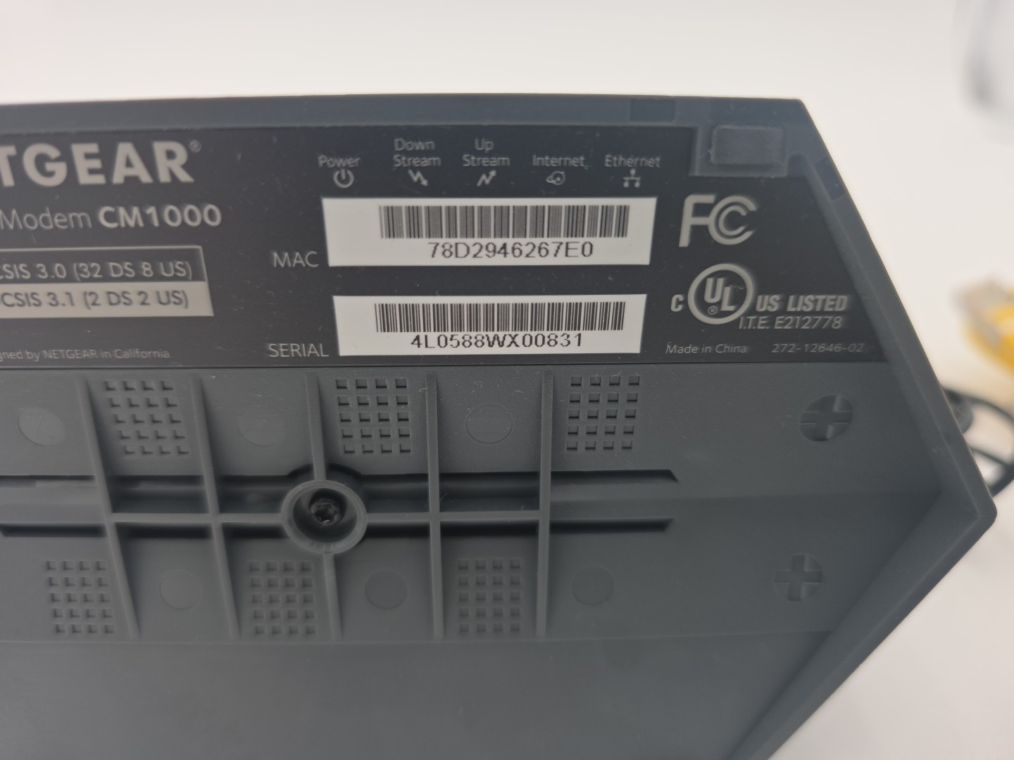 NETGEAR Nighthawk CM1000 DOCSIS 3.1 Cable Modem With Cables