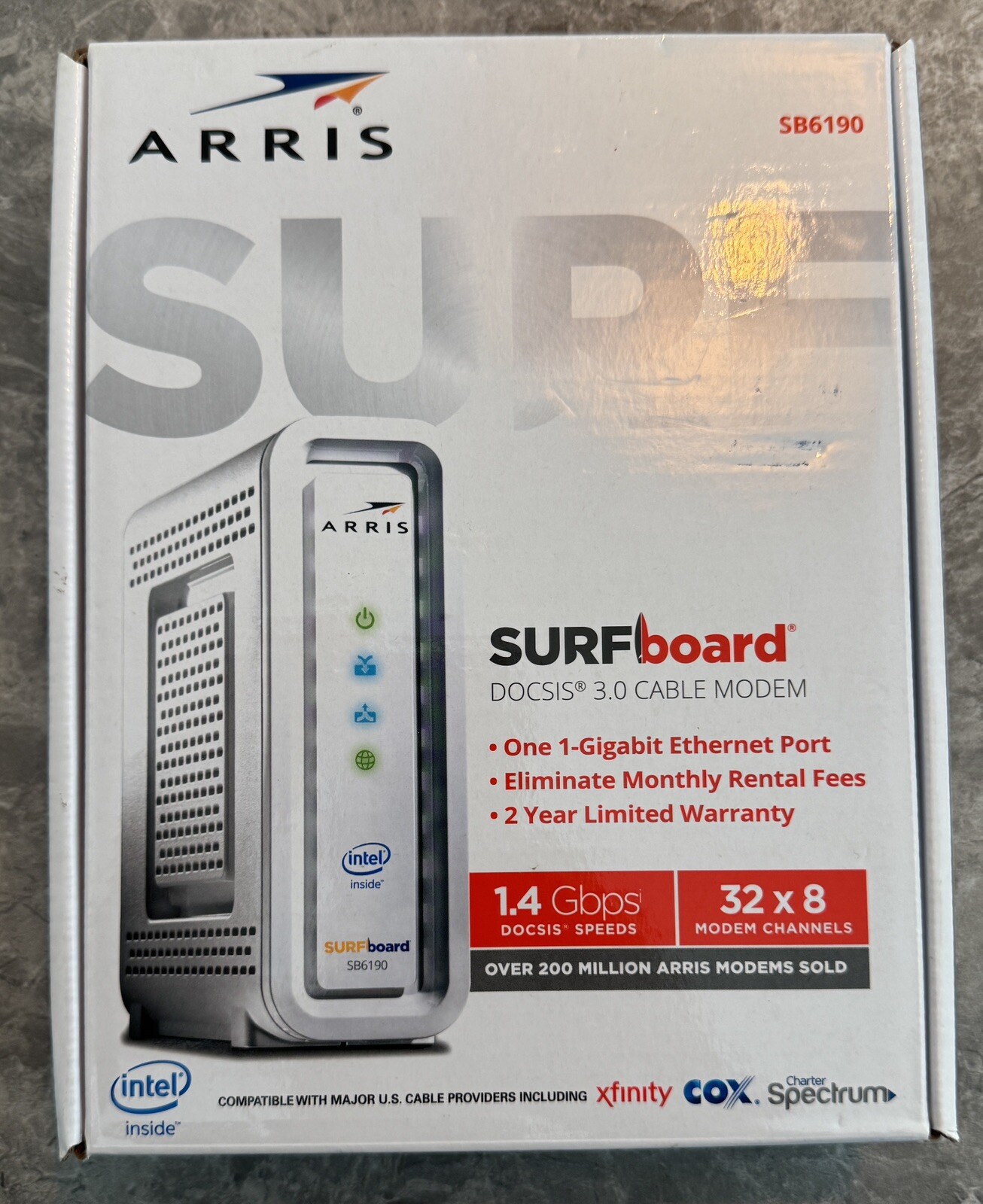 Arris Surfboard-DOCSIS 3.0 CABLE MODEM SB6190, 1 GB Ethernet Port Quick Ship