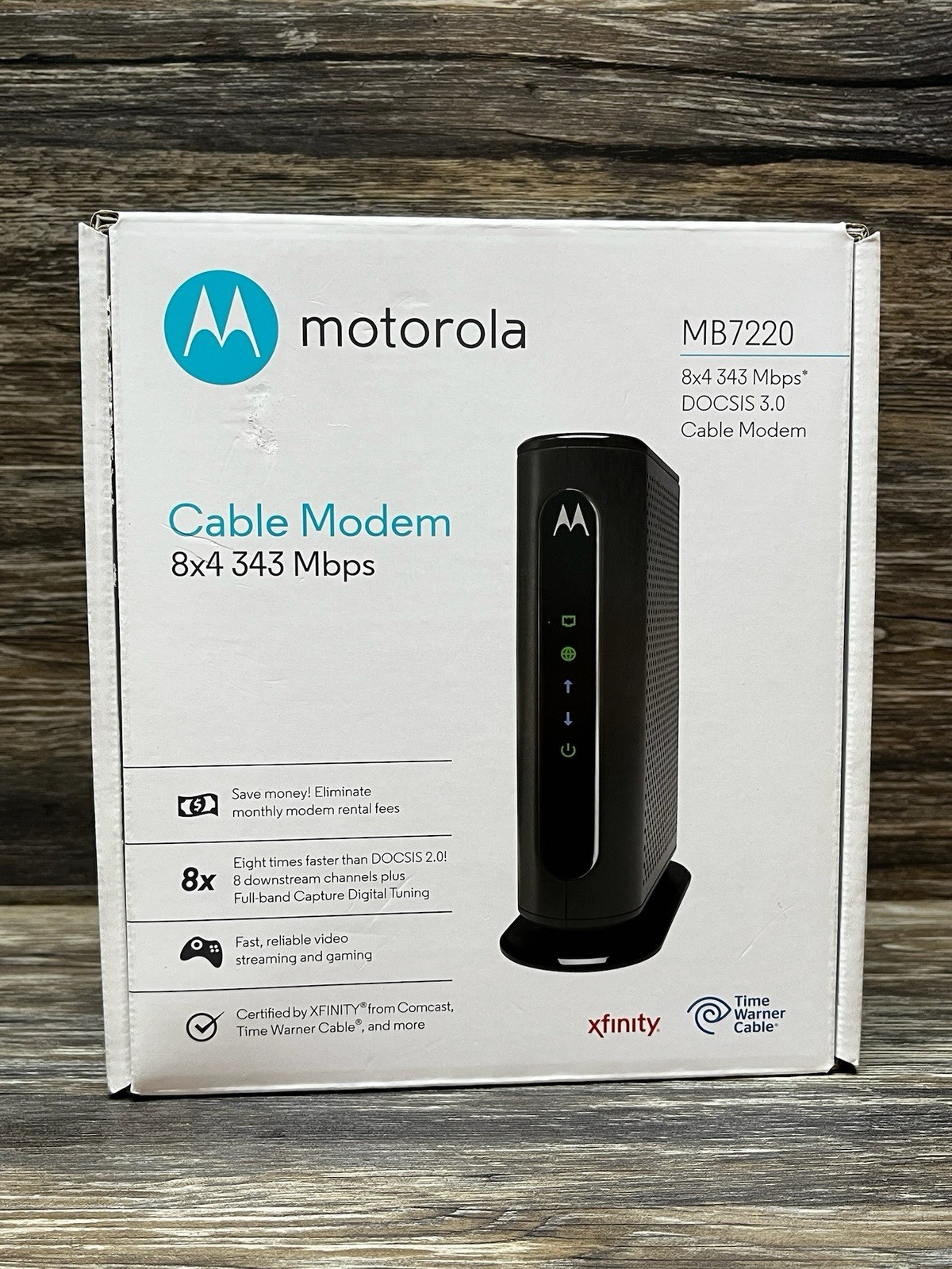 Motorola Model MB7220 8×4 DOCSIS 3.0 Cable Modem New Open Box Condition