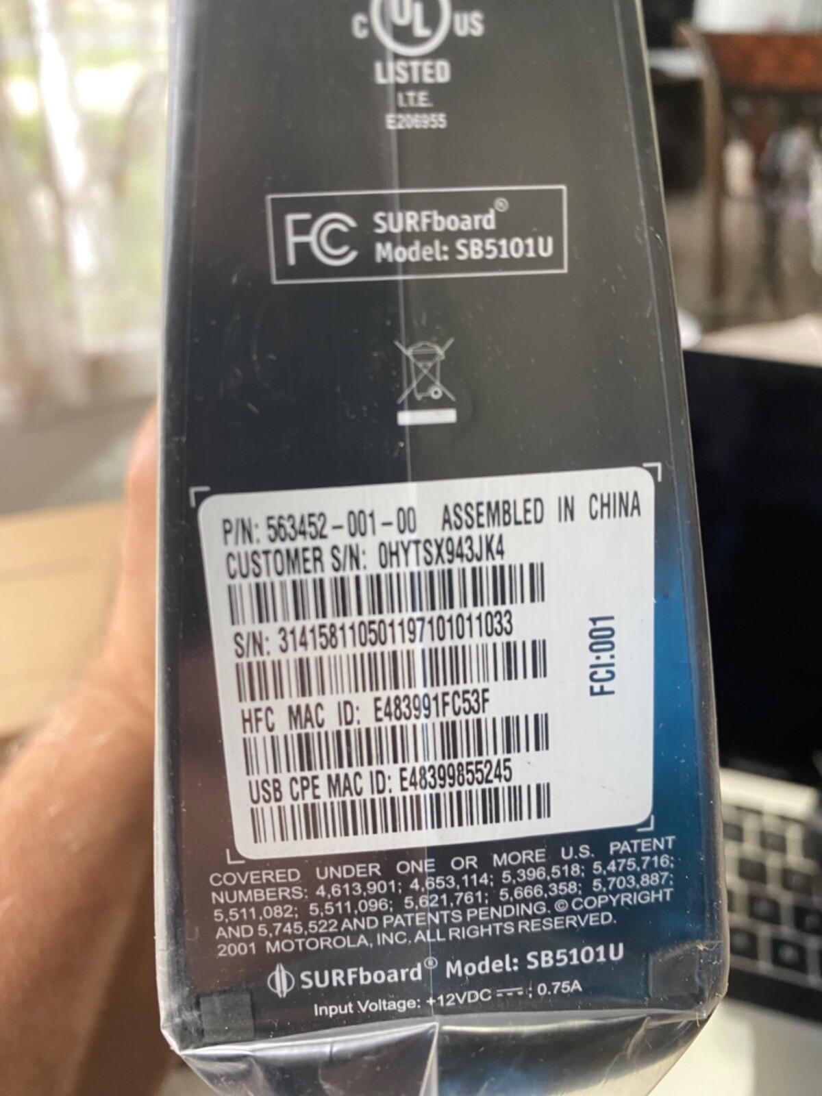 Motorola SURFboard Cable Modem SB5101U Docsis 1.1 2.0 Certified Cables Adapter