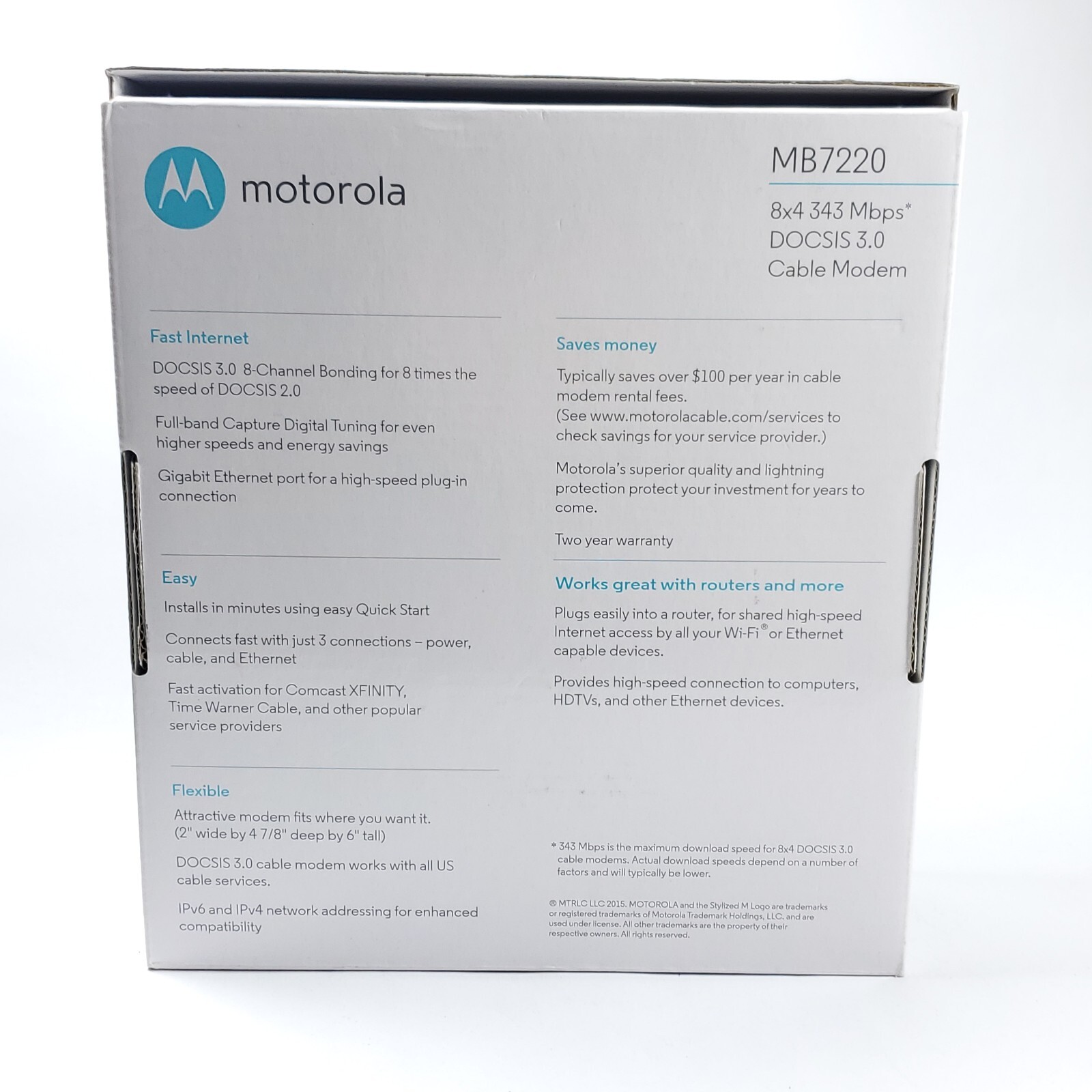 Motorola Cable Modem MB7220 8×4 343 Mbps DOCSIS 3.0 Xfinity