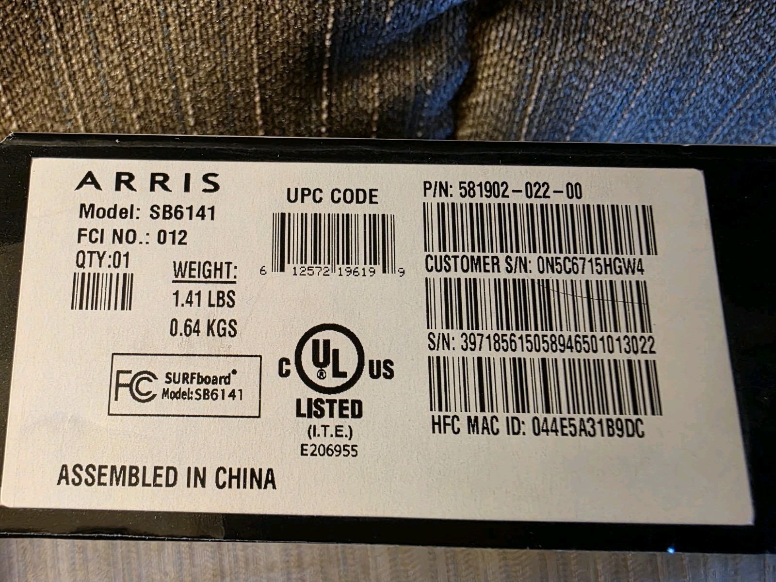 Motorola Arris SURFboard Modem 400 Series SB6141 343 Mbps DOCSIS 3.0 Ethernet
