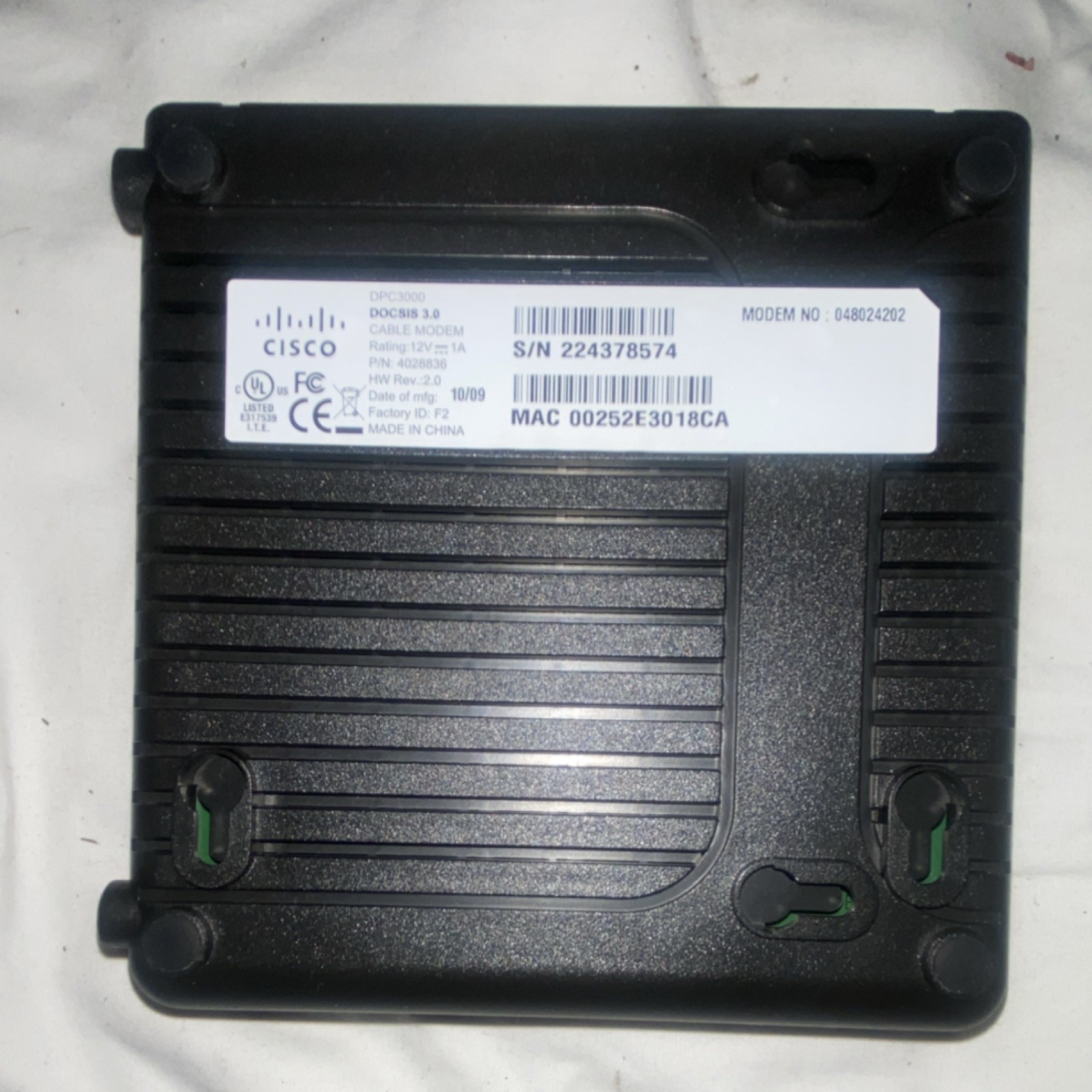 Cisco DPC3000 DOCSIS 3.0 Cable Modem Black