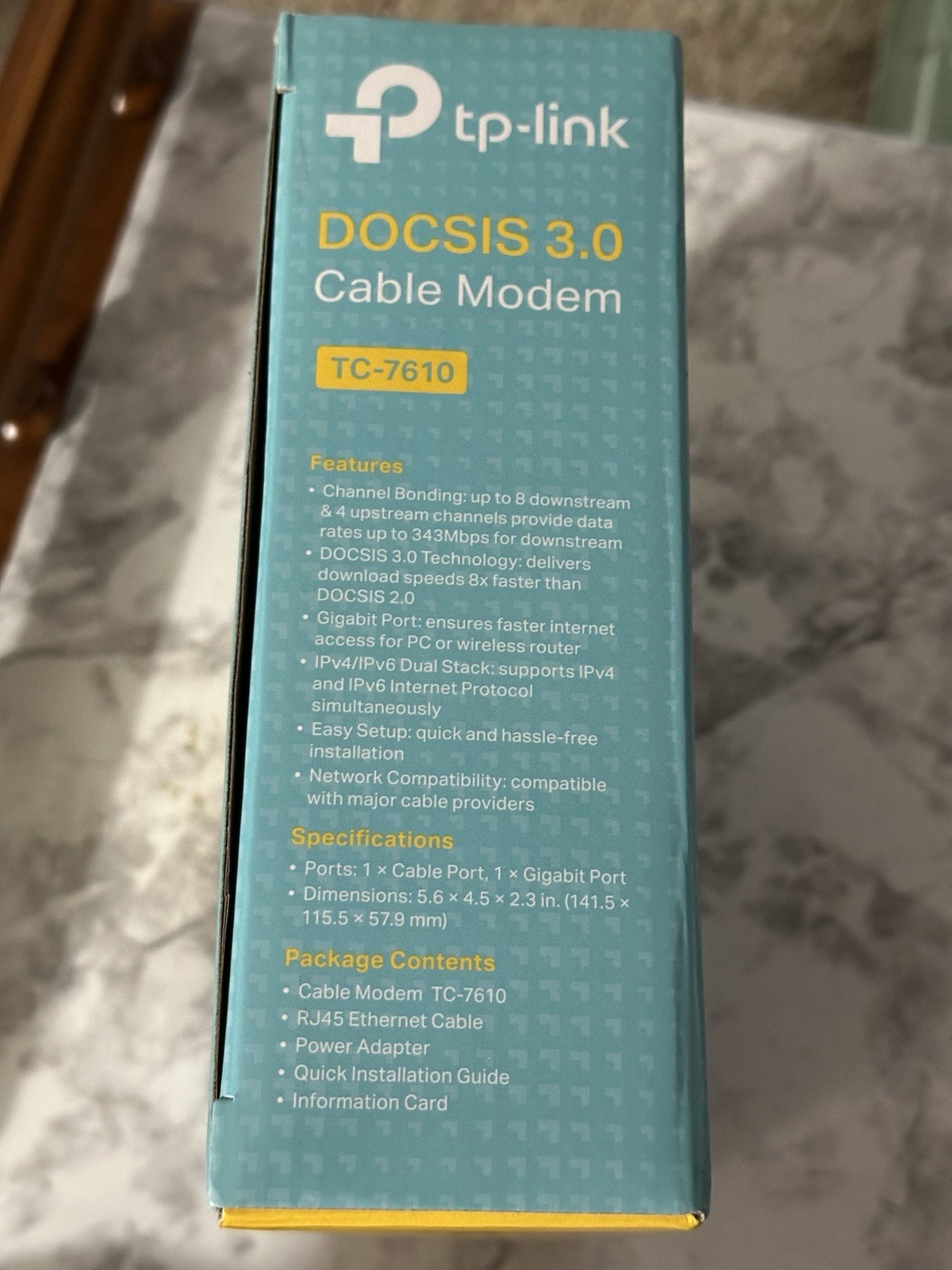 TP-LINK TC-7610 DOCSIS 3.0 Cable Modem 343 Mbps Gigabit Ethernet New in Box