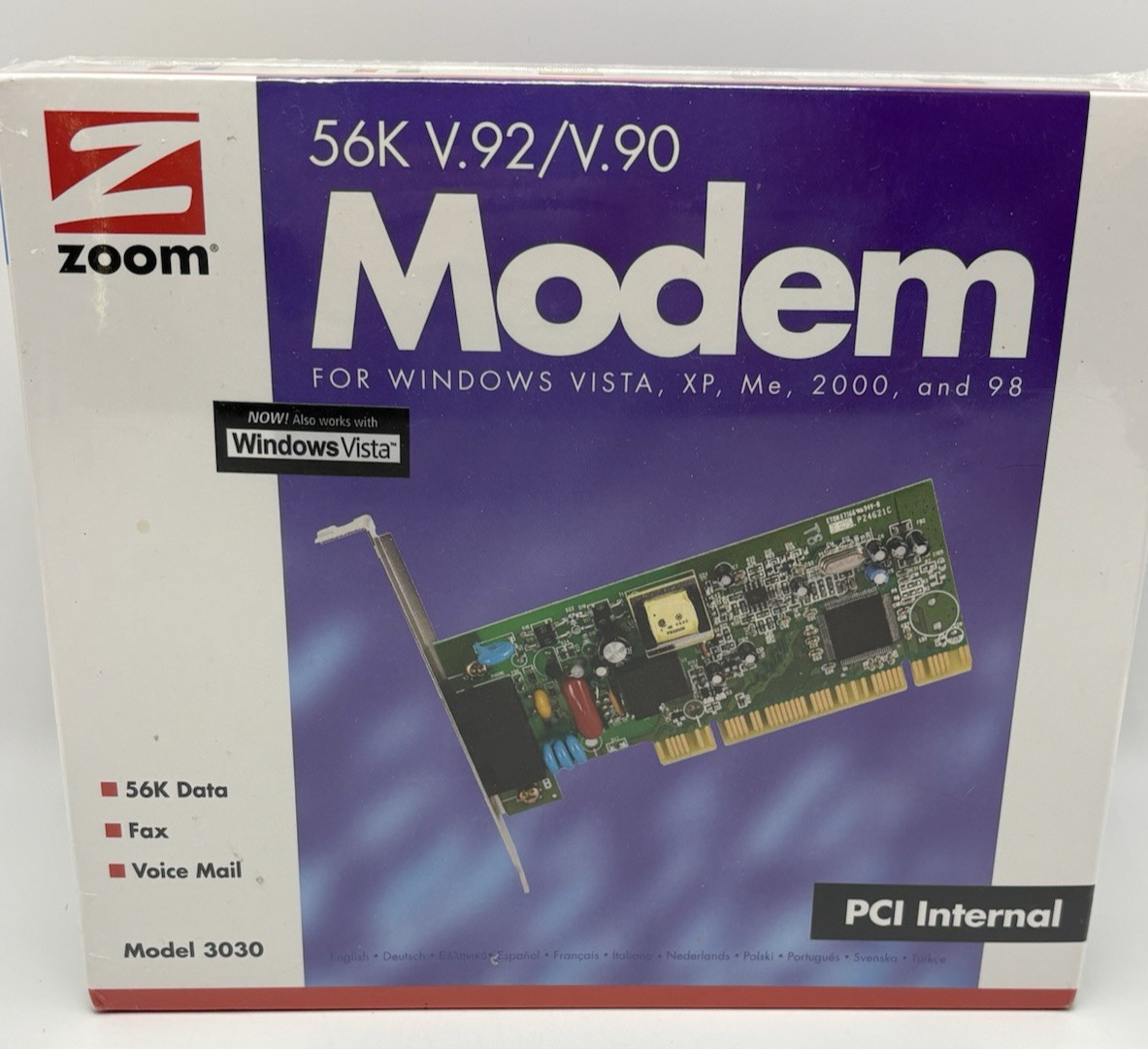 ZOOM Modem Model 3030 56K V.92/V.90 PCI Internal Modem New & Factory Sealed