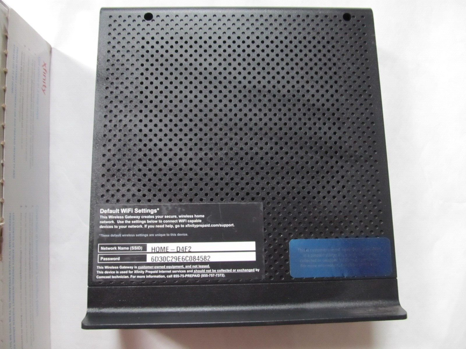 XFINITY Internet Prepaid Starter Kit Arris TG862G router