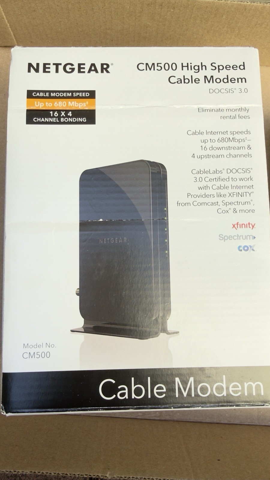 NETGEAR CM500 680Mbps DOCSIS 3.0 Cable Modem CM500100NAS
