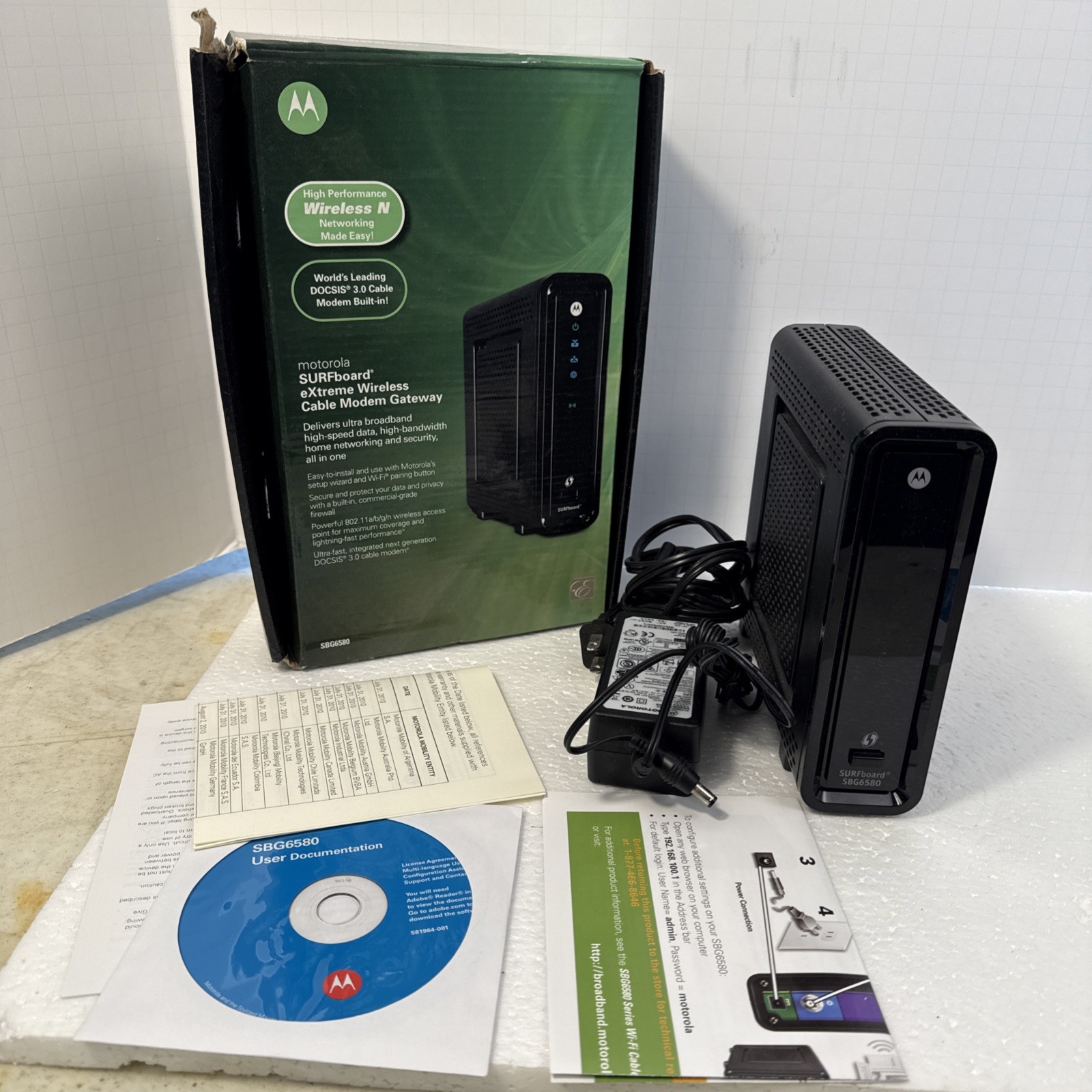 Motorola SURFboard eXtreme Wireless Cable Modem Gateway SBG6580