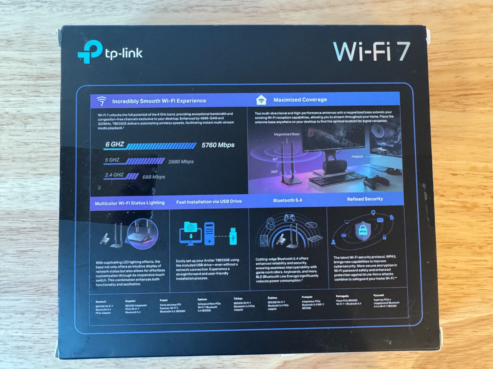TP-Link BE9300 Wi-Fi 7 Bluetooth PCIe Adapter Tri-Band Bluetooth 5.4 TBE550E(US)