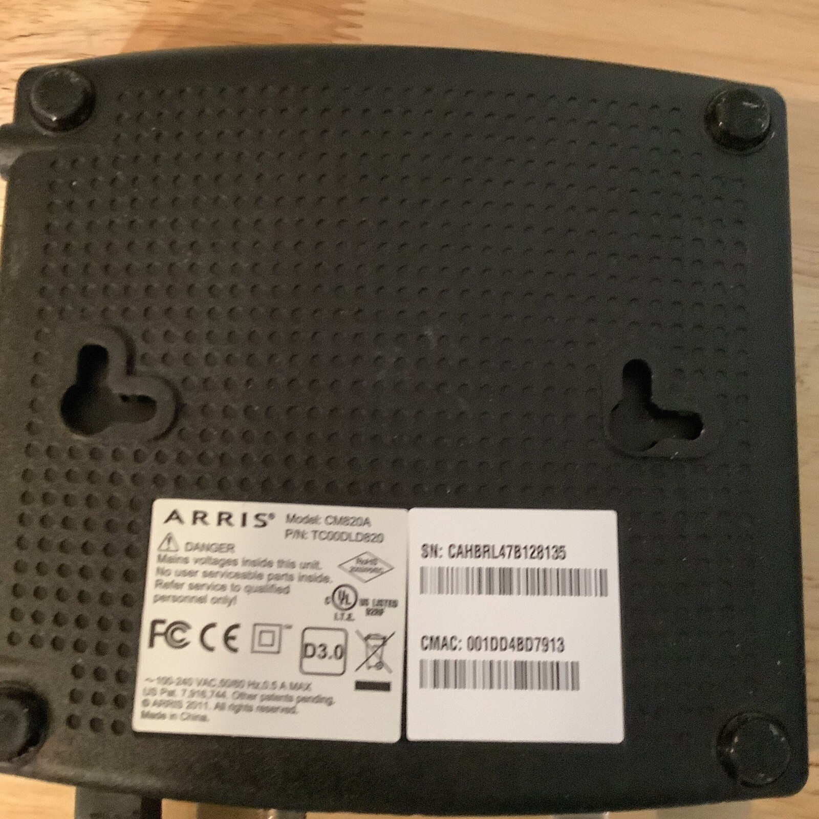 Arris Touchstone Docsis 3.0 Cable Internet Modem Model CM820A