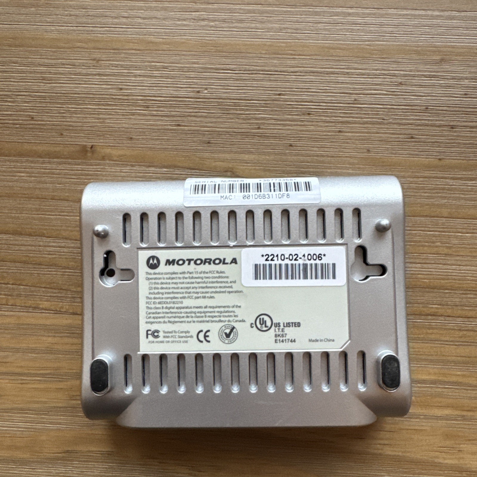 TESTED Motorola 2210-02-1006 High Speed Internet DSL Modem, Power Supply Adapter