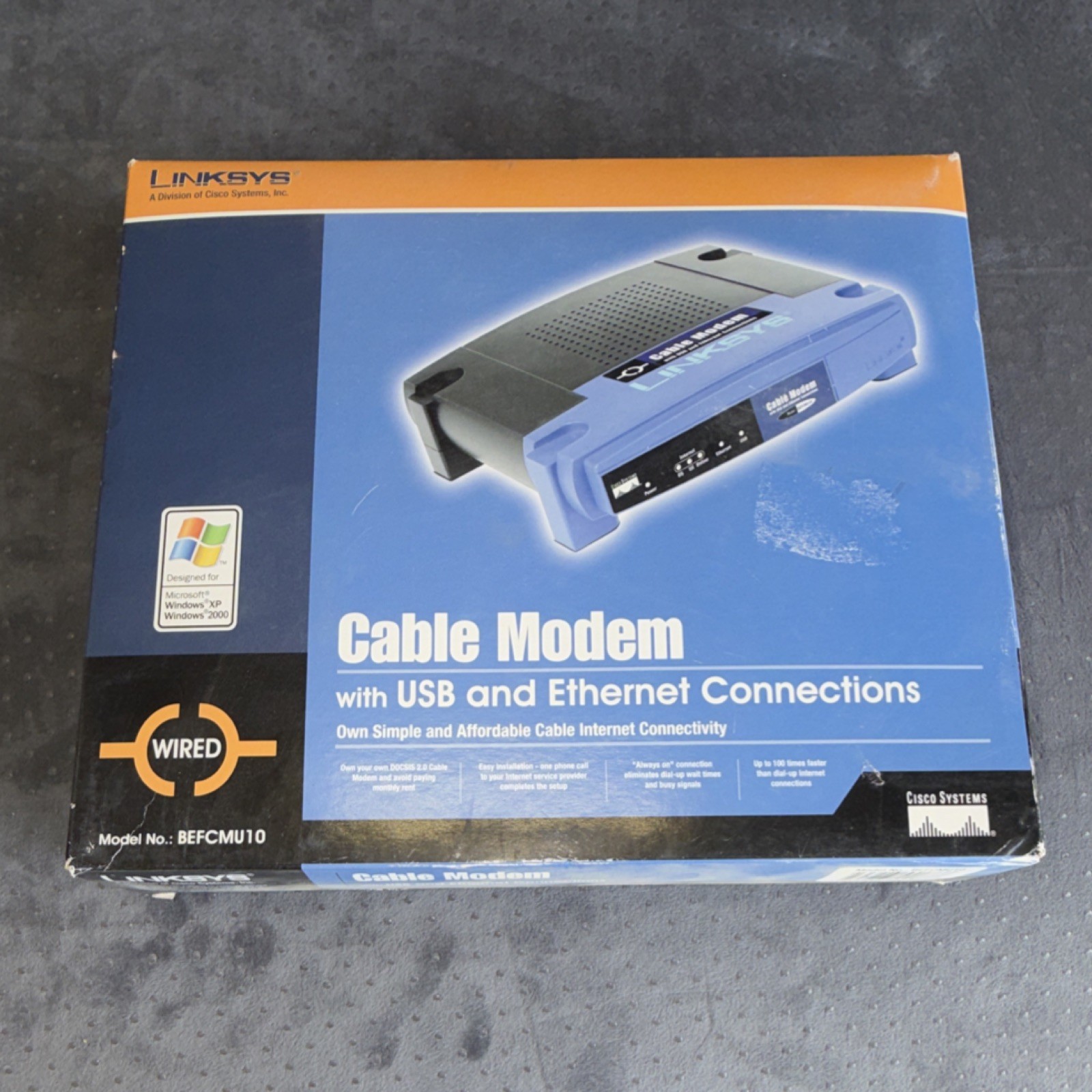 Linksys BEFCMU10 Cable Modem USB Ethernet DOCSIS 1.0/1.1/2.0 Up to 100x Faster