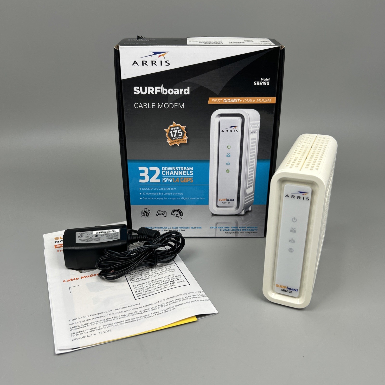 ARRIS SURFboard SB6190 DOCSIS 3.0 32×8 Cable Modem – 1.4 Gbps Download Speed