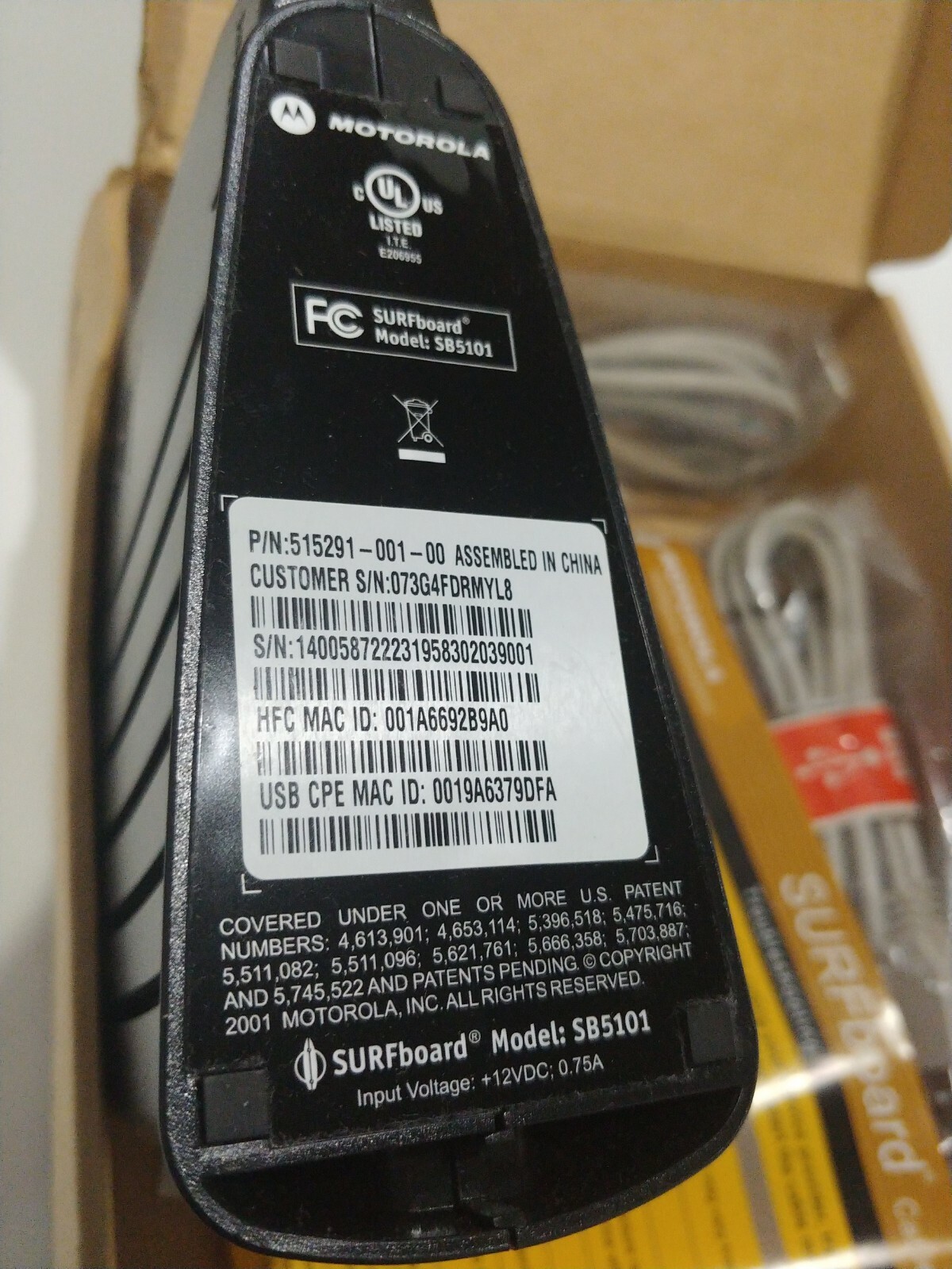 Motorola SURFboard SB5101U DOCSIS 2.0 Cable Modem New Open Box