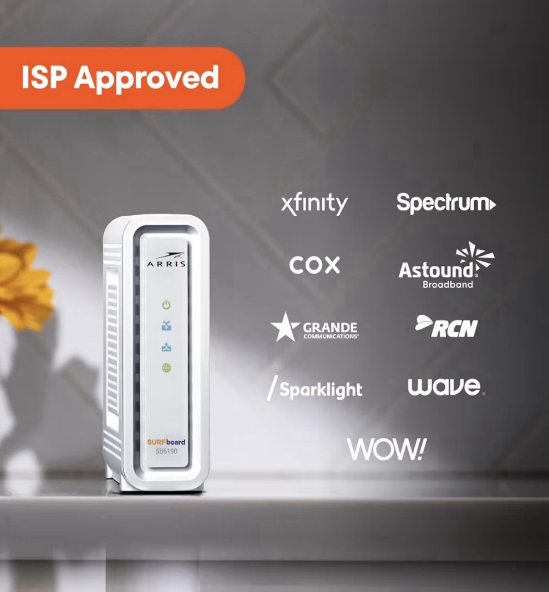 ARRIS SB6190 SURFboard Gigabit+ DOCSIS 3.0 32×8 Cable Modem SB6190 in White