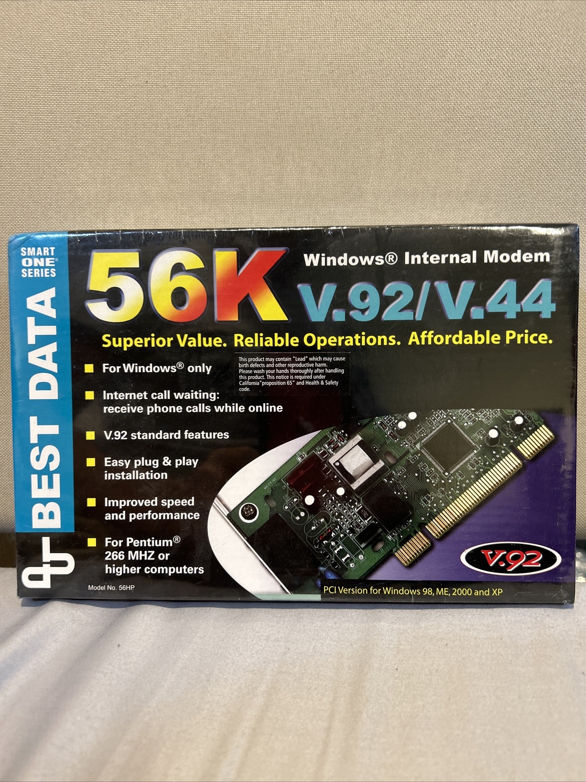 Best Data 56K Internal Modem Smart One V.92/V.44, PCI Slot – NEW