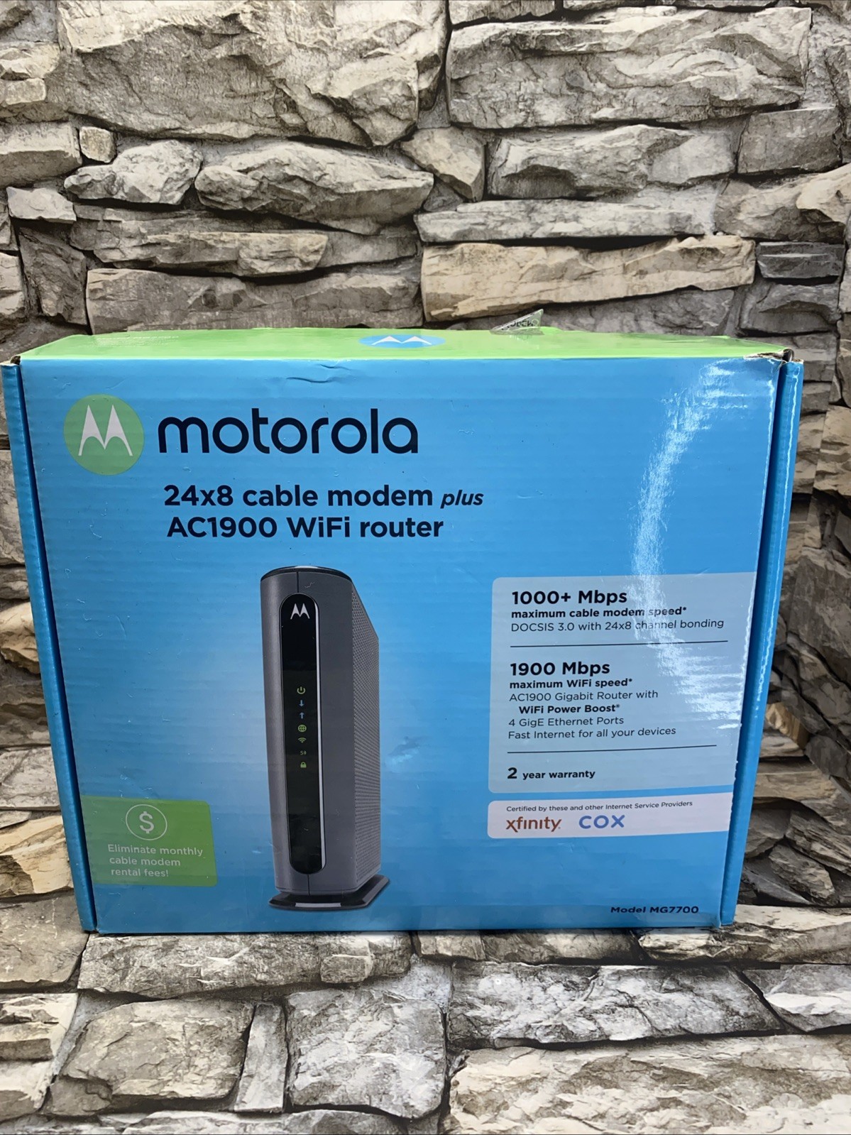 Motorola MG7700 AC1900 Dual-Band DOCSIS 3.0 Cable Modem Router With Box+ Nice
