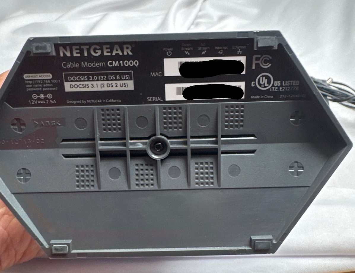 Netgear CM1000 DOCSIS 3.1 Cable Modem w/ Power Supply Tested Working