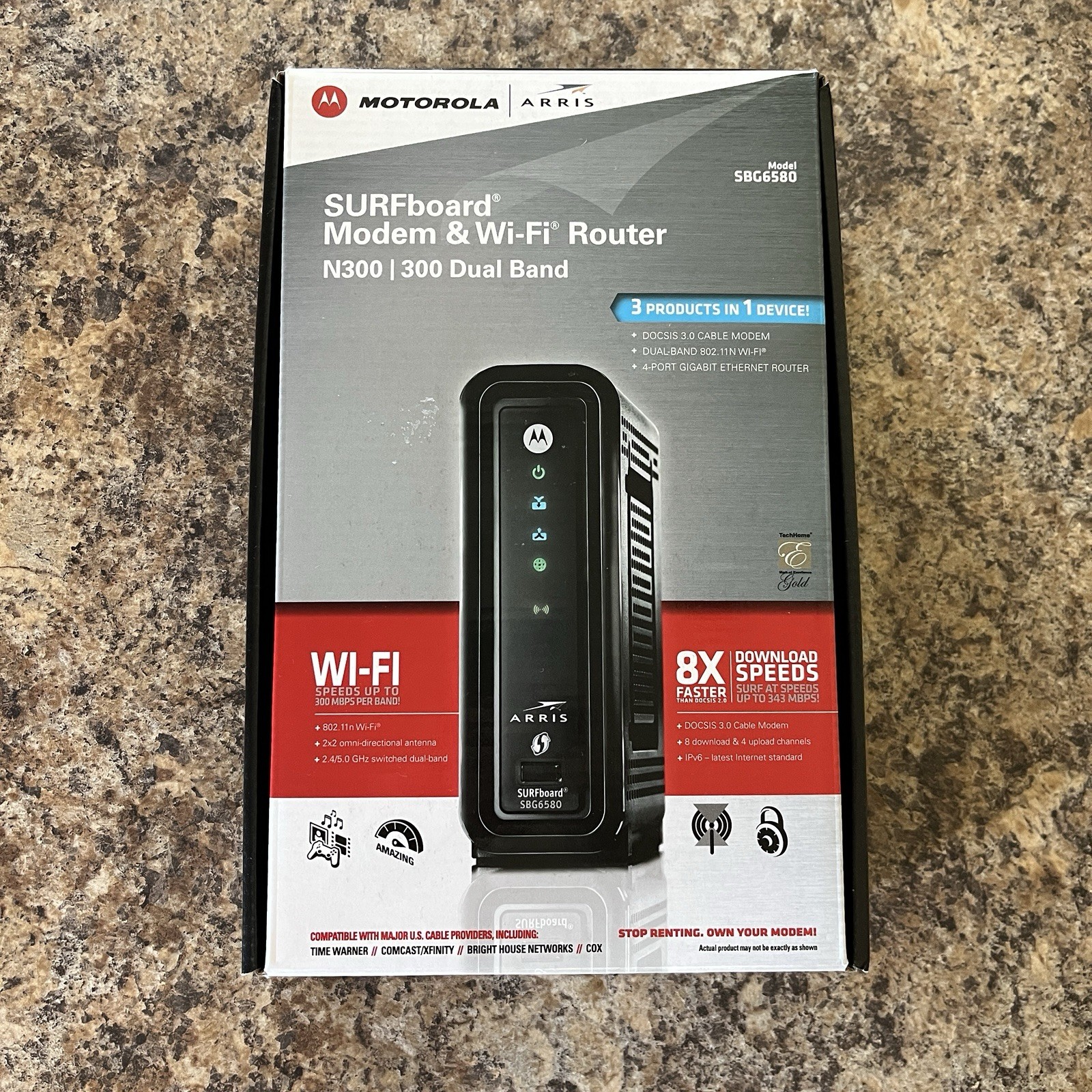Motorola ARRIS SURFboard SBG6580 DOCSIS 3.0 Cable Modem and Wi-Fi Router N300