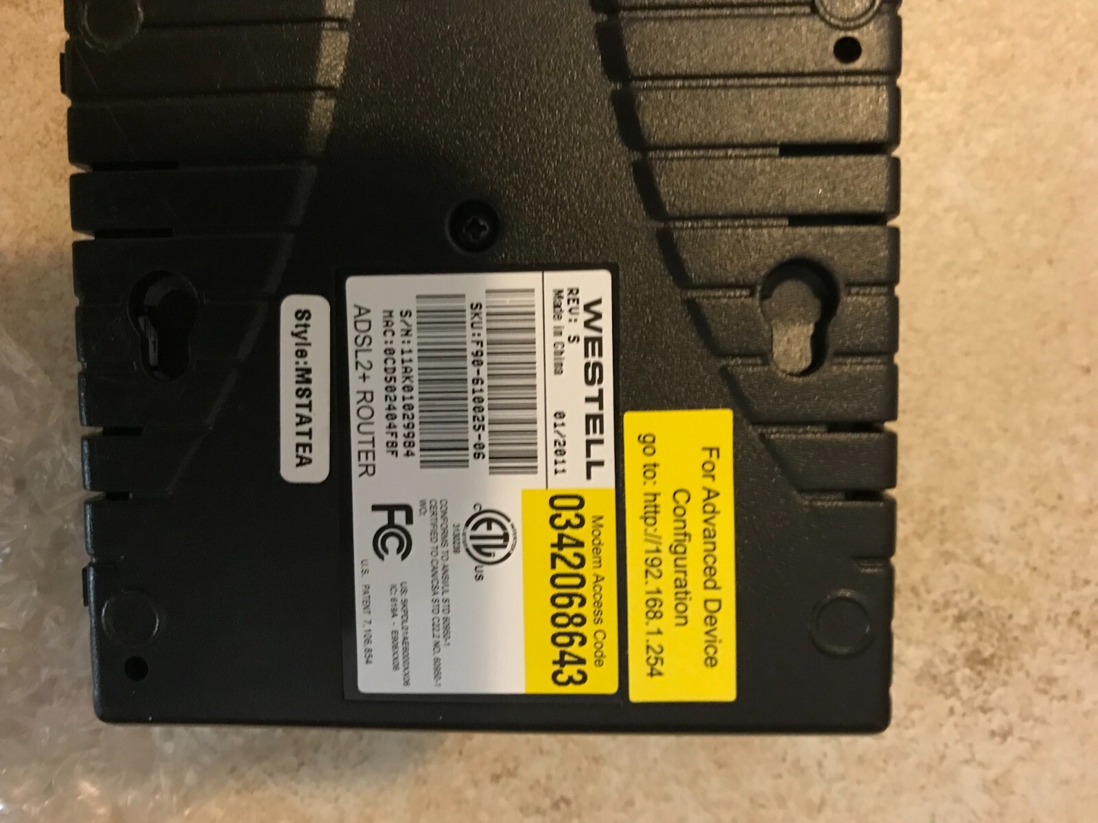 WESTELL 6100 MODEL C99-610030-OOR  ROUTER